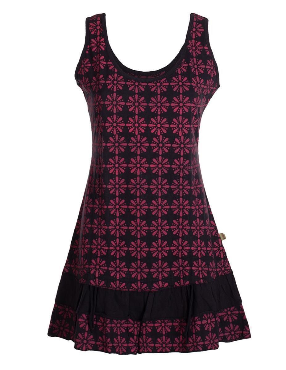 Vishes Sommerkleid Damen Lagen-Look Träger-Kleid Jersey-Tunika Sommerkleid Elfen, Ethno, Hippie Style