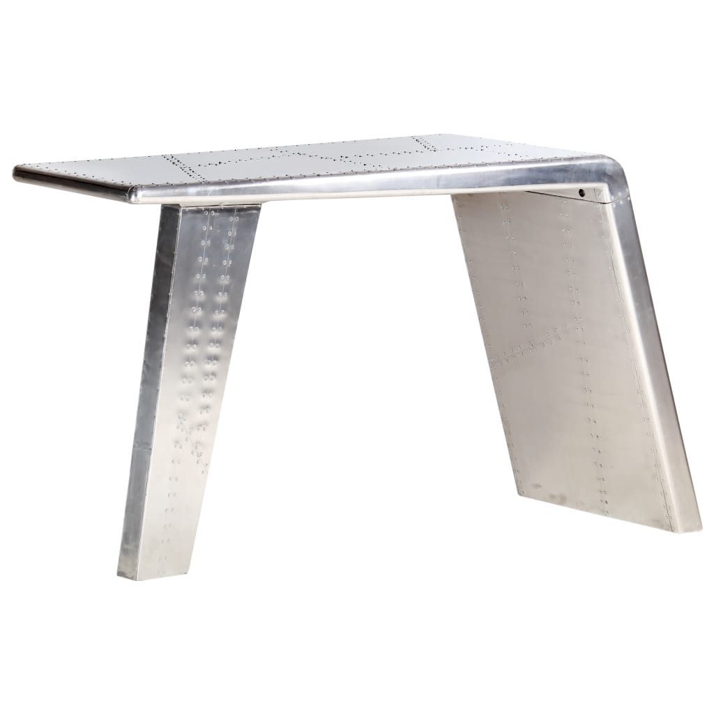 furnicato Schreibtisch Fliegertisch Silber 112 x 50 x 76 cm im Flugzeugflügel-Design (1-St), Langlebiger Schreibtisch mit Nietendetails für das Büro oder Studium