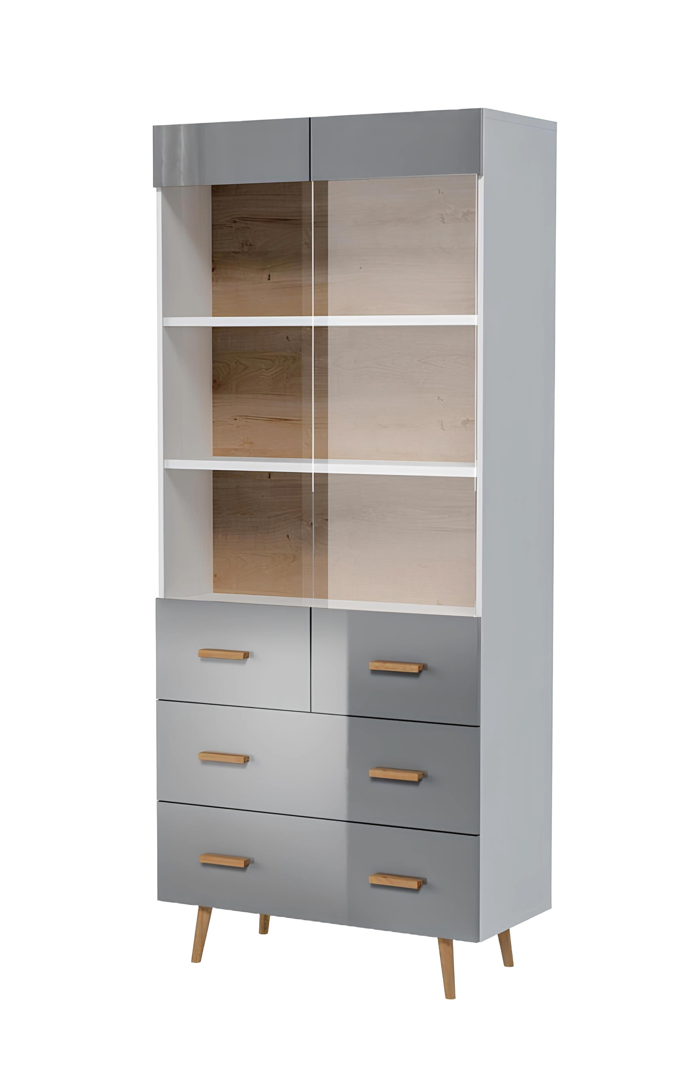 Xlmoebel Vitrine Graue Anrichte im modernen Stil mit Stauraum und eleganter Optik (1-St., Vitrine) Hergestellt in Europa