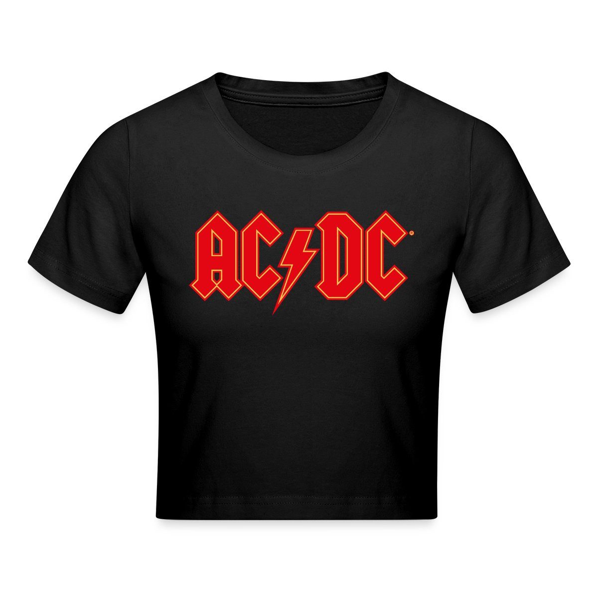Spreadshirt T-Shirt AC/DC Rotes Logo Mit Blitz Crop Top (1-tlg)