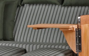 bene living Strandkorb Königssee 3-Sitzer Teak - PE shell - Modell 504, BxTxH: 170x95x170 cm, Volllieger ca. 175 Grad, Ostsee-Strandkorb Komplettset, inkl. Liftersystem und Bullaugen