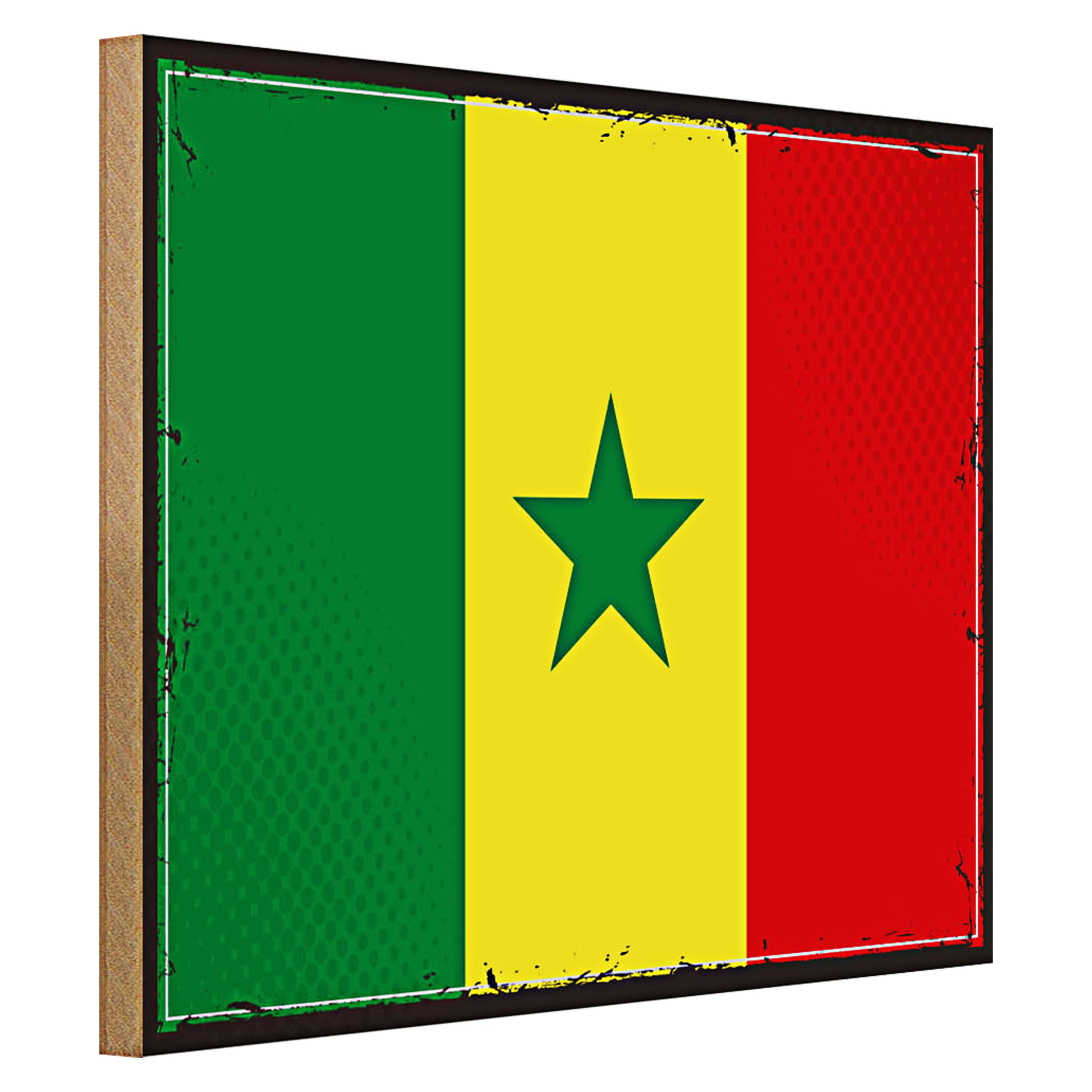 Roomando Holzbild Flagge Senegal 40x30cm Retro Flag of Senegal