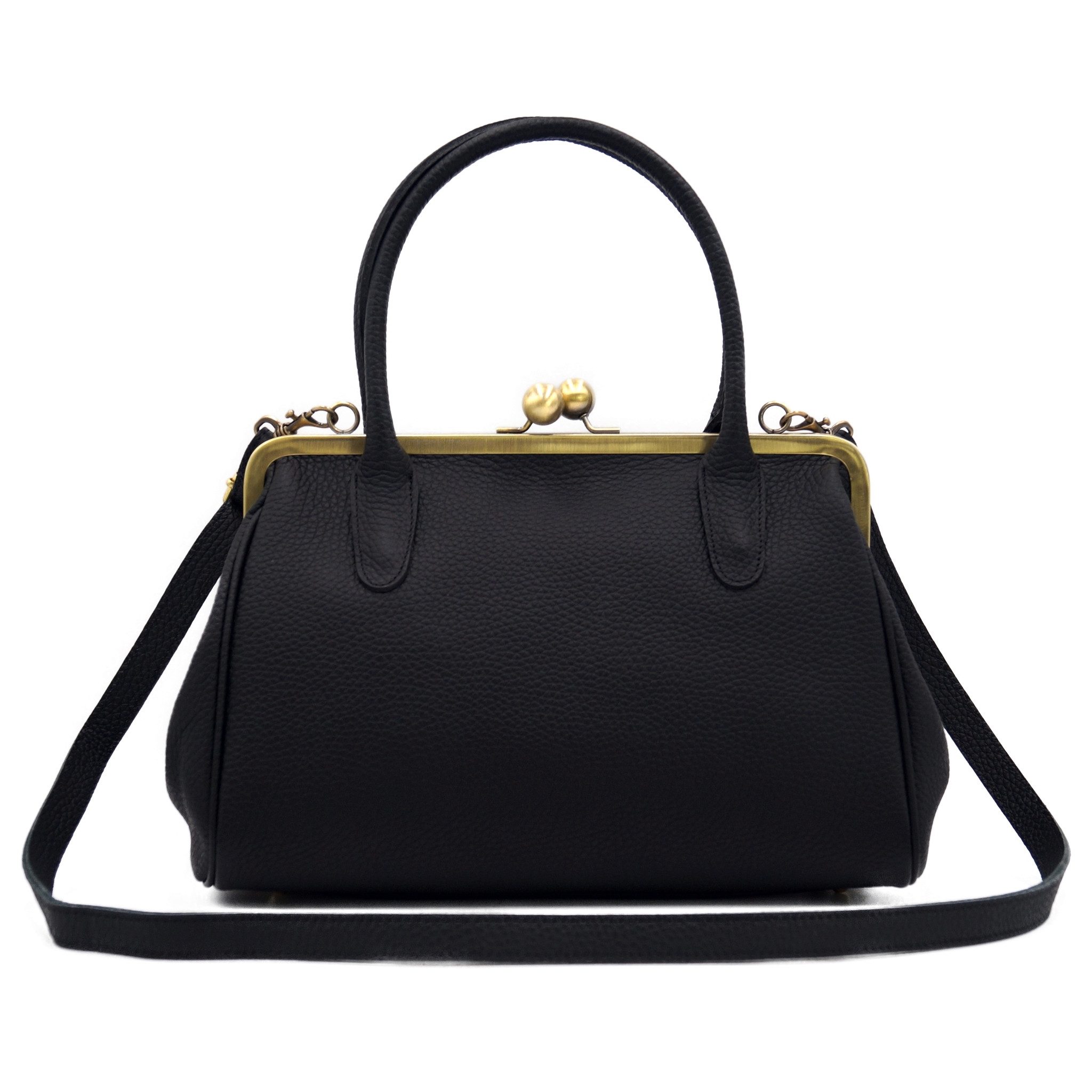 Taschenkinder Handtasche Handtasche "Marie", Damentasche, Schultertasche, Vintage Stil, Retro, Echt Leder, Vintage Stil, Retro Bügeltasche, Clipverschluss