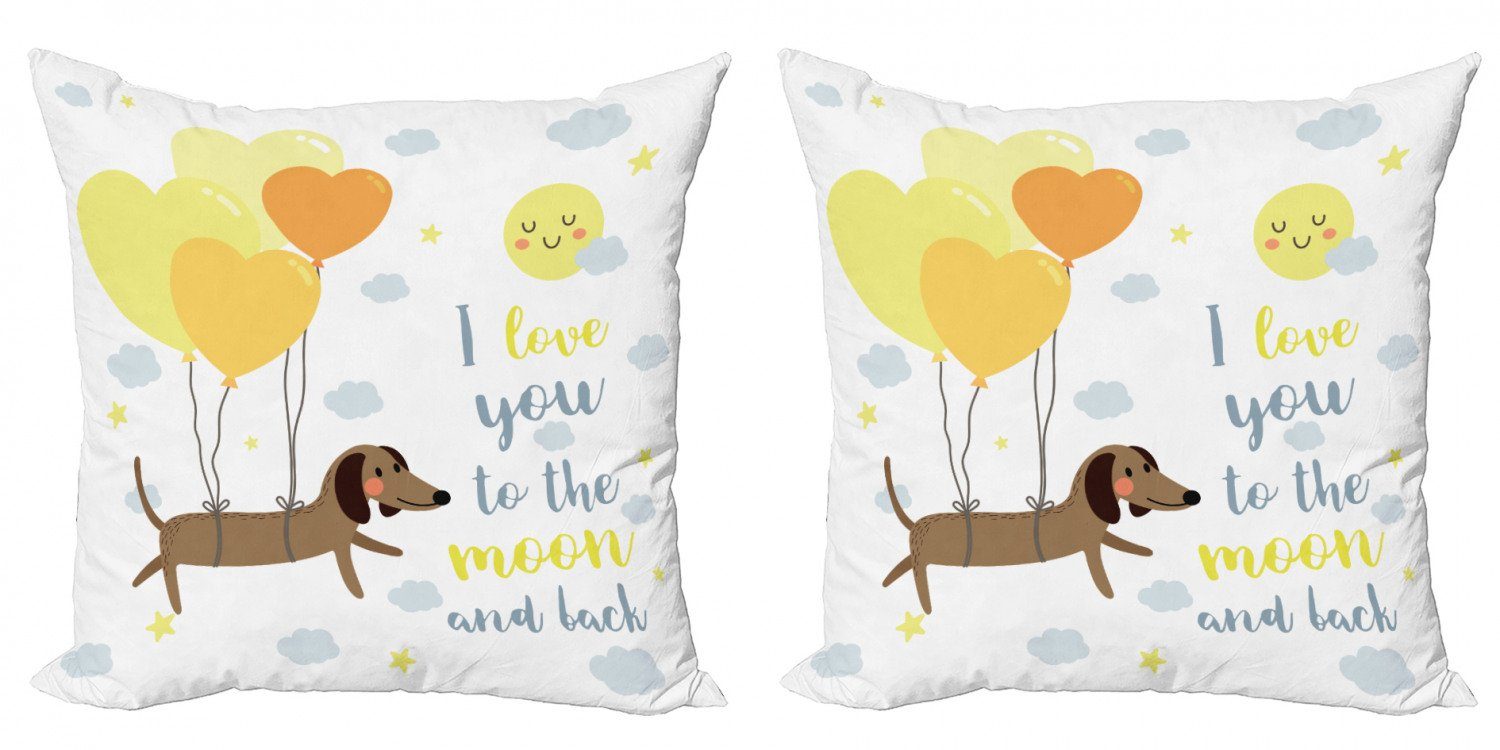 Digitaldruck, Stück), (2 Kissenbezüge Doppelseitiger Ich Hunde Accent Modern dich Abakuhaus Balloons liebe