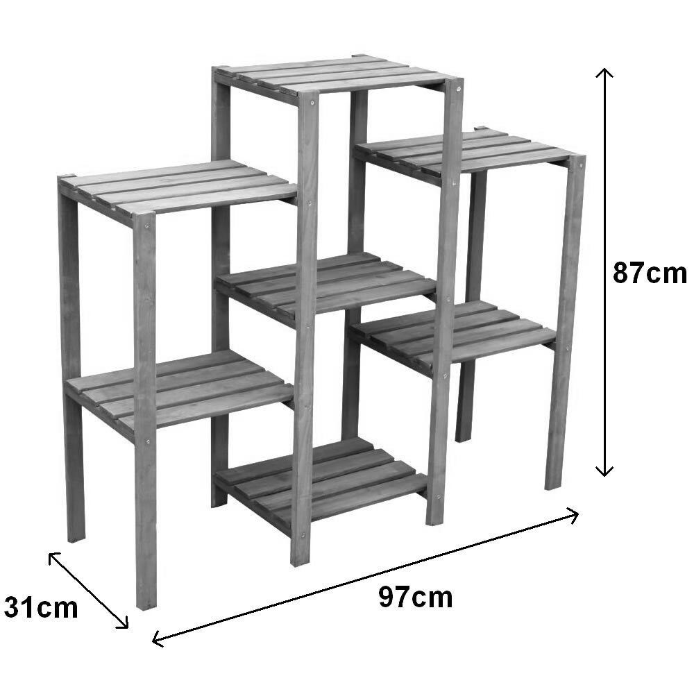 Melko Blumenständer Blumenpodest Blumenregal Holz in Konstruktion Pflanzenampel Blumentreppe Farben ver. Klassische Braun (Stück), Blumenampel Blumenständer Standregal Blumenhocker Gartenregal Pflanzregal aus