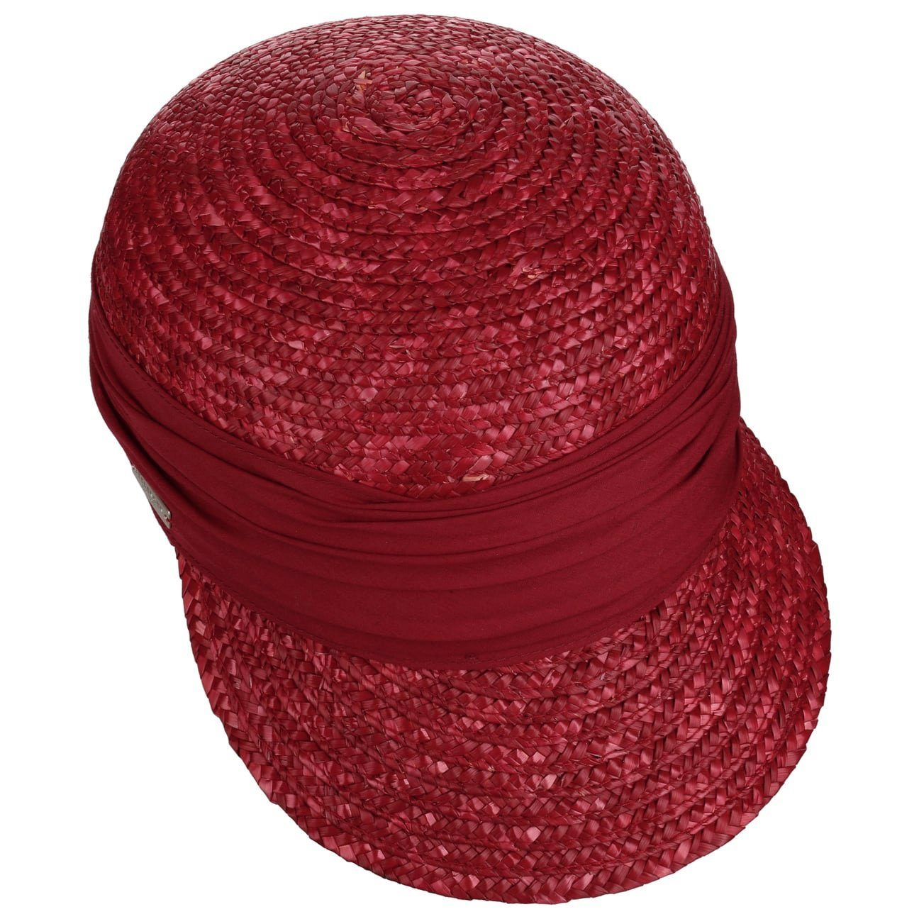 (1-St) Strohcap Seeberger bordeaux mit Schirm Visor