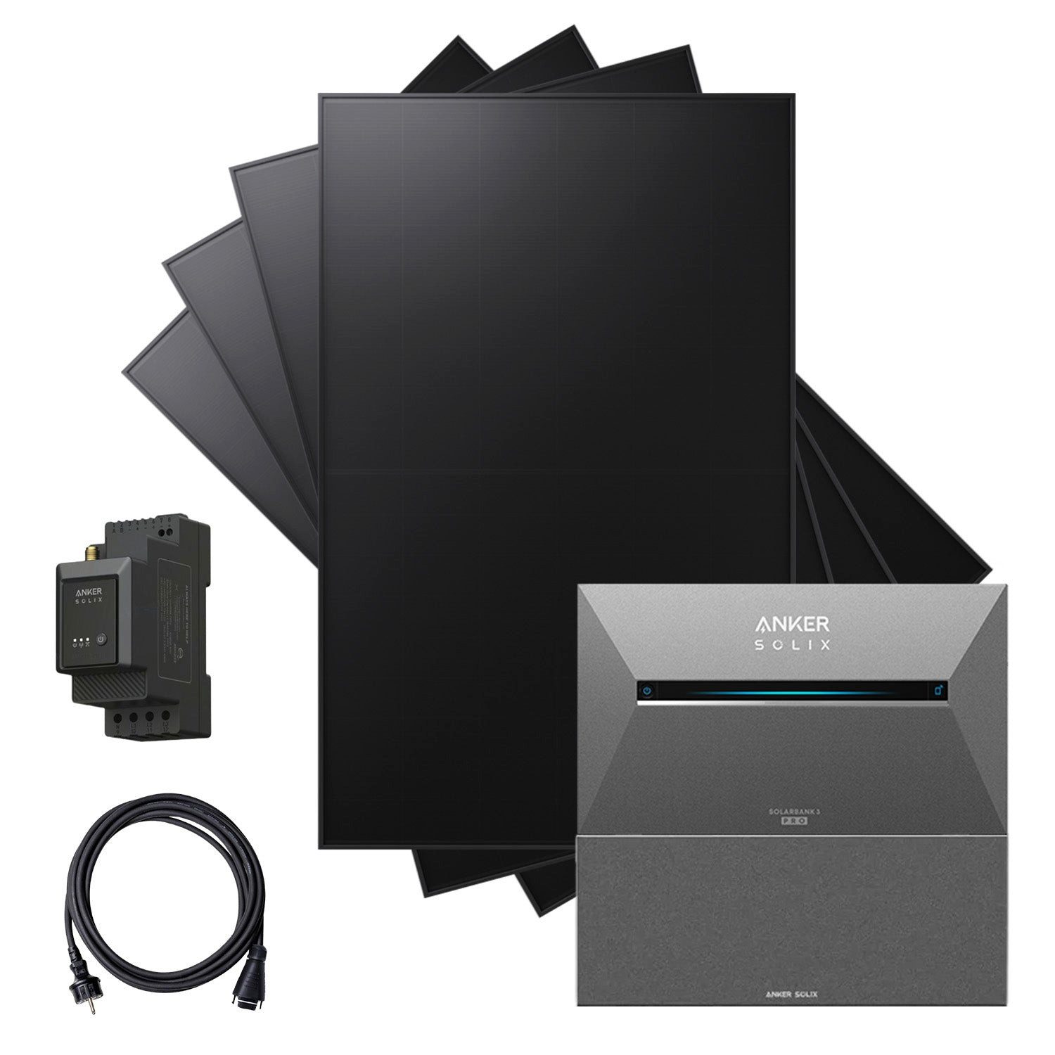 Kleines Kraftwerk Balkonkraftwerk, 1920 W, Monokristallin, (Flachdach/Garten), 4 x 480W, Anker Solarbank 3 Pro