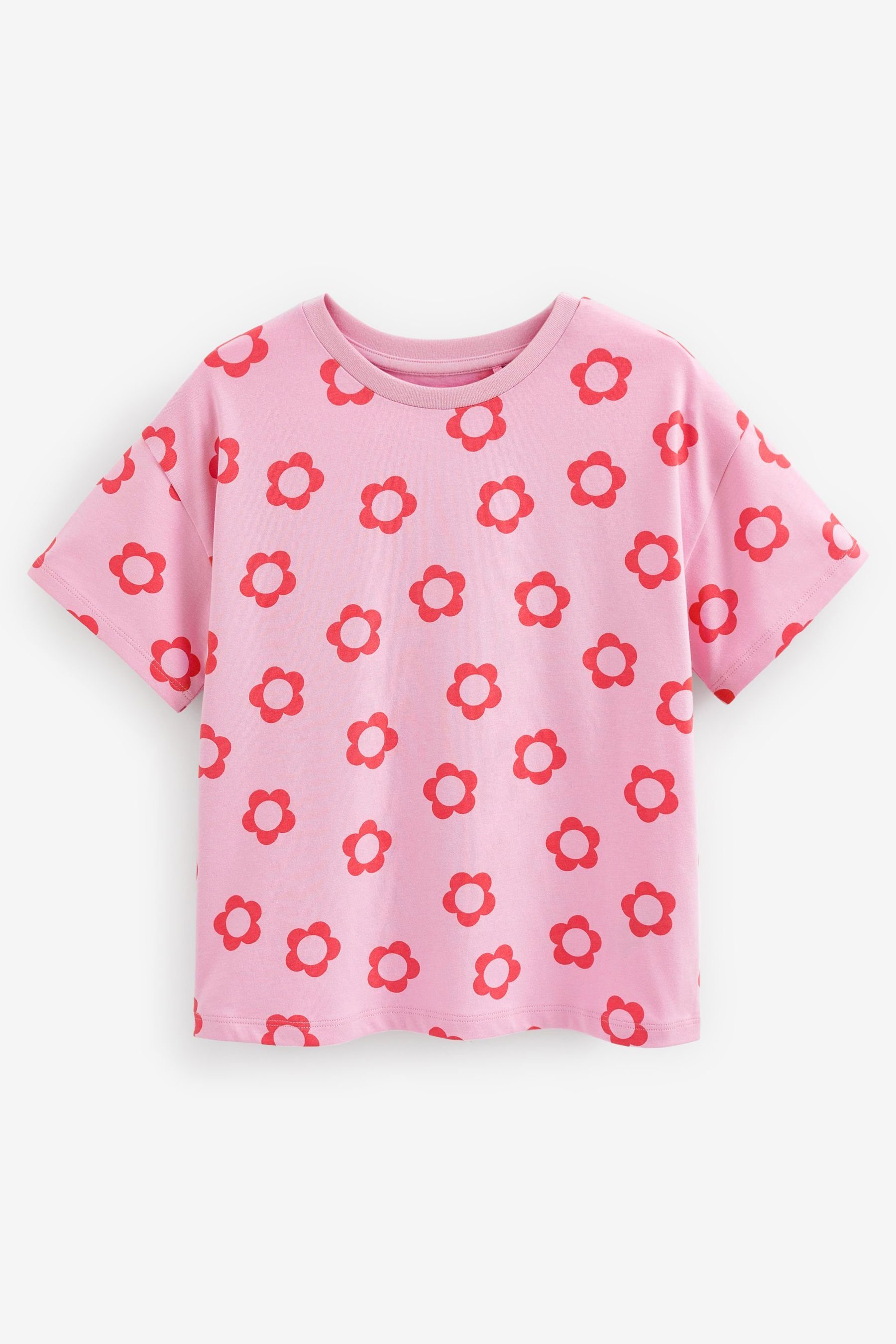 Next Langarmshirt T-Shirt im Relaxed-Fit (1-tlg) Pink Floral
