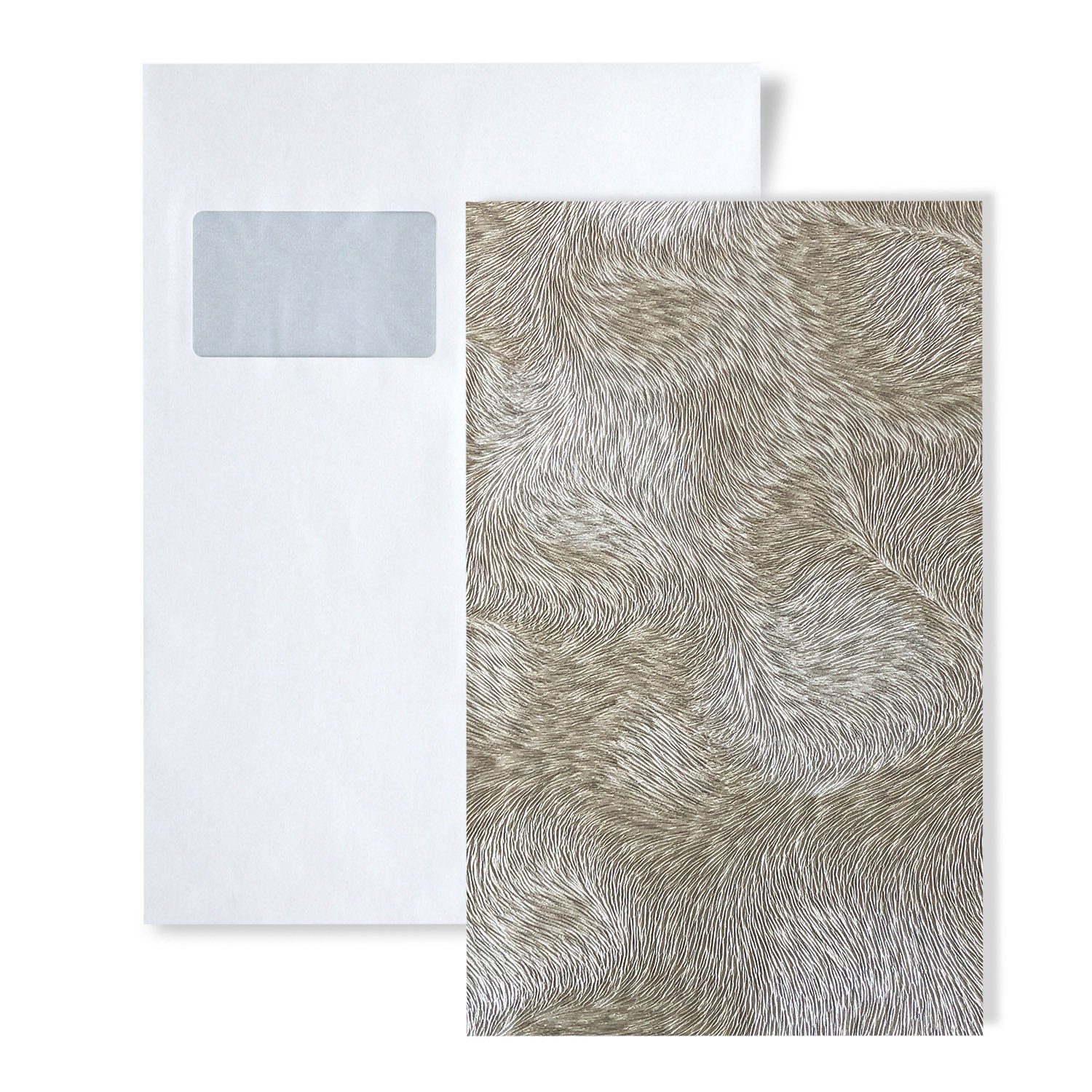 Profhome Prägetapete S-822301, Fellimitat, glänzend, animal print, Motiv, (1 Musterblatt, ca. A5-A4), grau, creme-weiß, beige