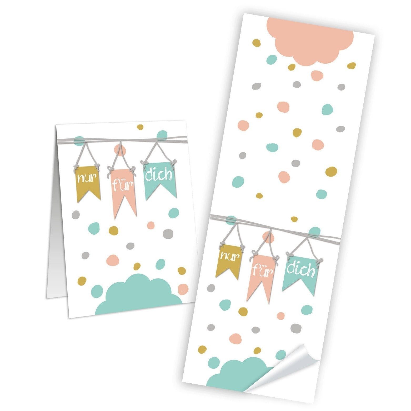 Logbuch-Verlag Aufkleber Eckige Aufkleber Nur für dich - 5 x 14,8 cm - weiß pastell