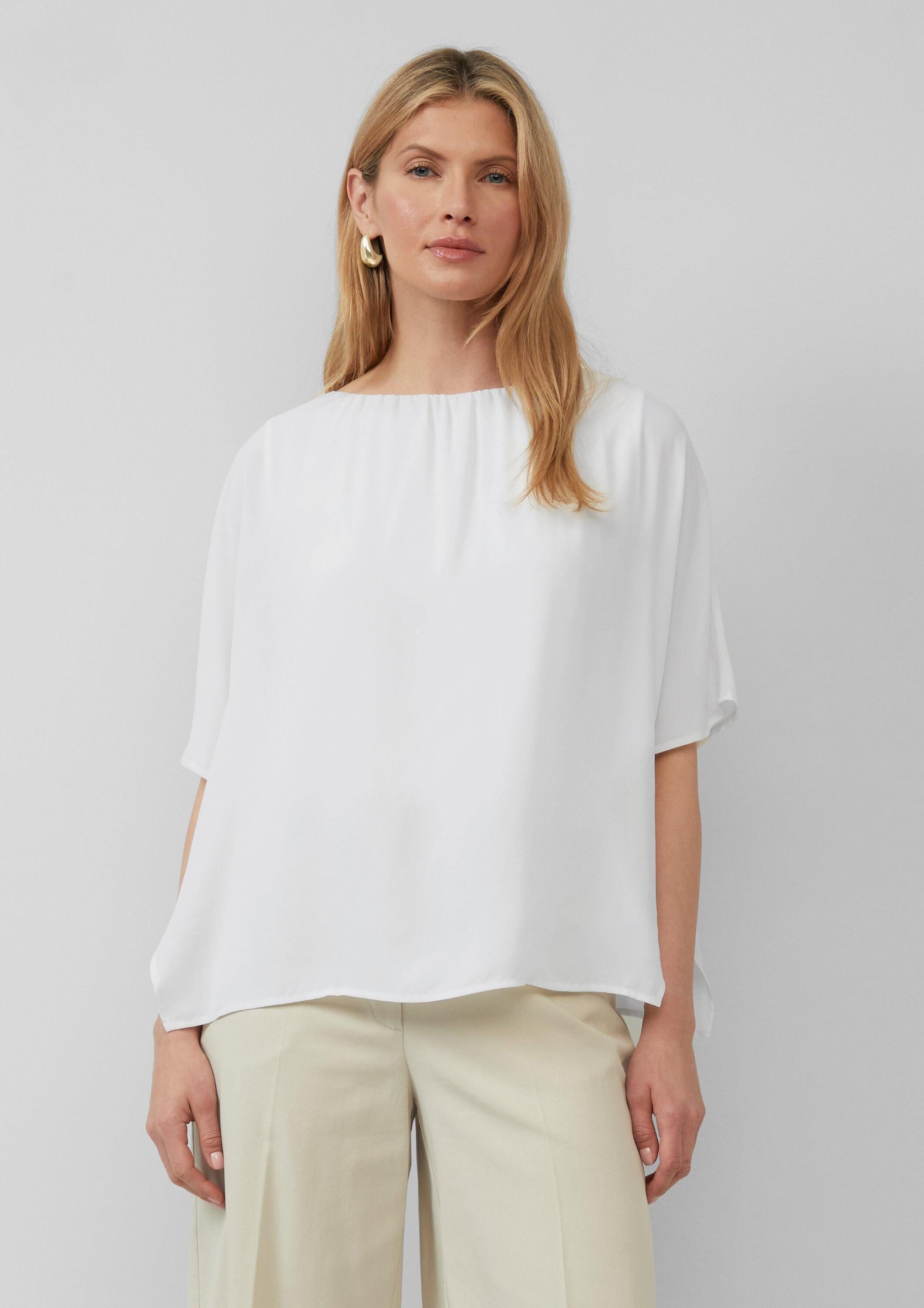 s.Oliver Kurzarmshirt T-Shirt Chiffonshirt im Loose Fit mit Jerseyfutter günstig online kaufen