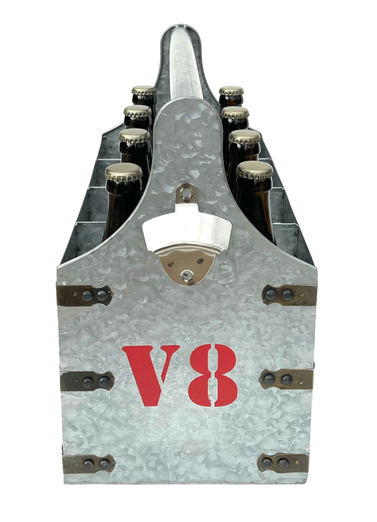 DanDiBo Flaschenträger Bierträger Metall V8 mit Flaschenöffner Zylinder Öffner 8 96404
