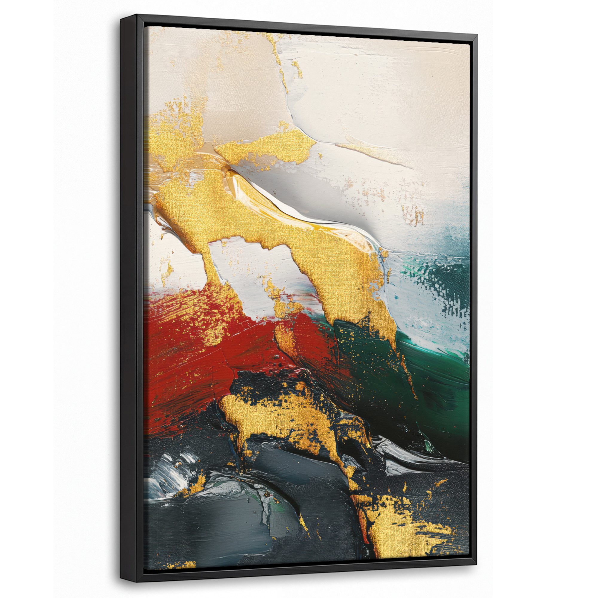 OneMillionCanvasses® Leinwandbild mit Rahmen - Modern - Weihnachten - Abstrakt - Gold, Fotodruck (1 St), Deko für Wohnzimmer Schlafzimmer Küche 20x30cm