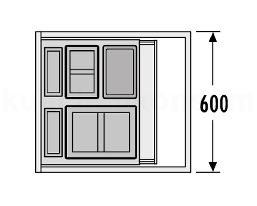 3630601 + Hailo 4,1 Liter Aufsatz 2x XX 18 + Abfallsammler 2x Hailo Inset XXL Einbaumülleimer, 8,5