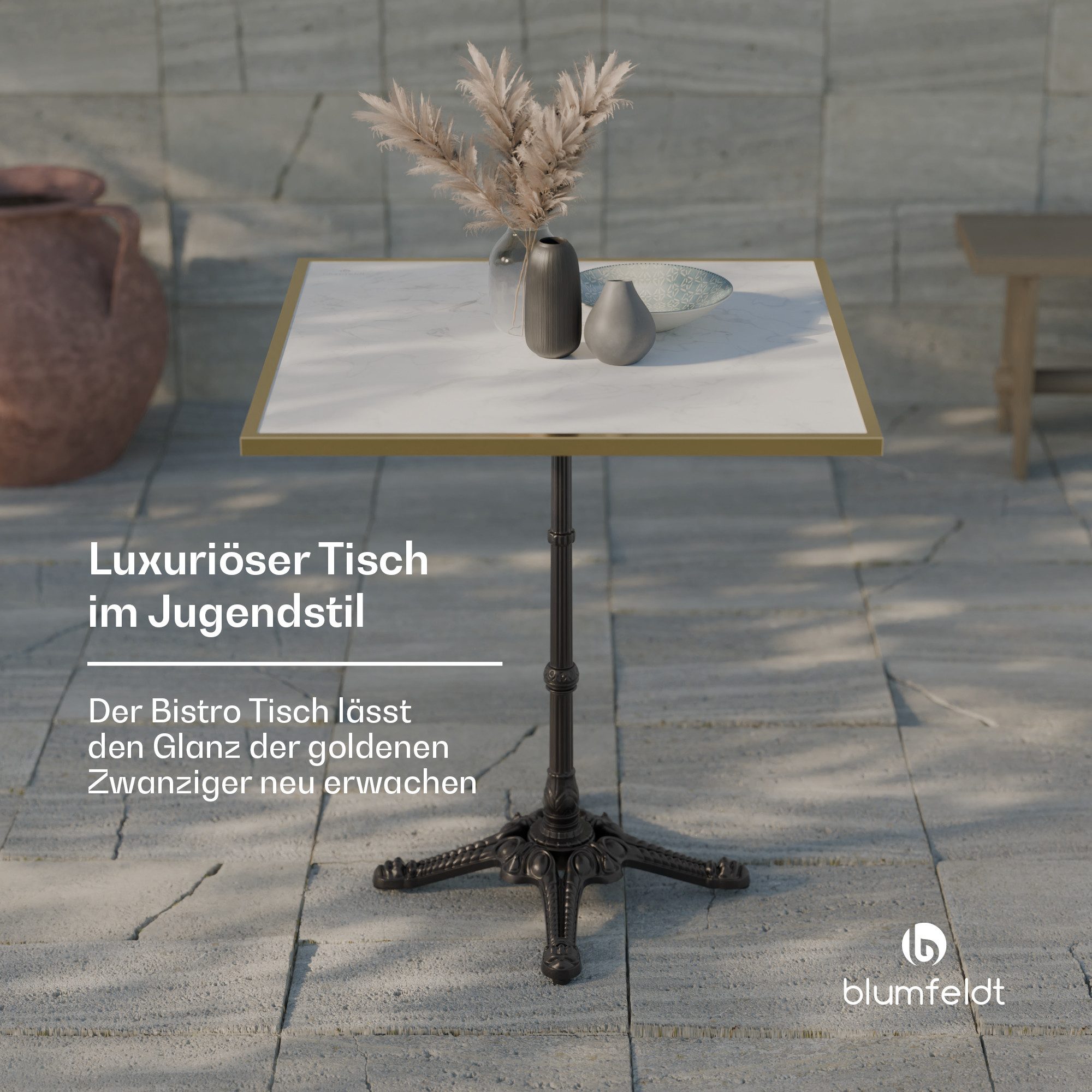 blumfeldt Beistelltisch Patras Lux (1 Tisch), Marmortischplatte Hausbar Küche Bistro-Tisch