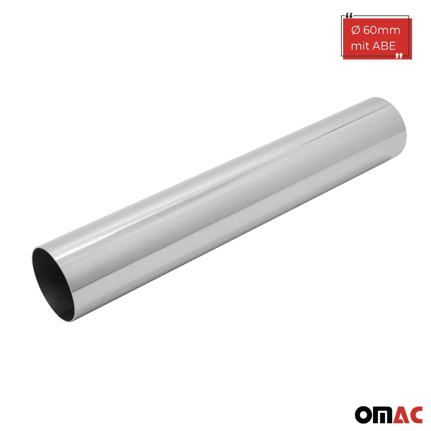 OMAC Auspuff-Flexrohr Endrohr Edelstahl 1x60 zum ANSCHWEISSEN AUSPUFF ENDSCHALLDÄMP mit ABE, (1-tlg), Leicht austauschbar - Einzelausstieg