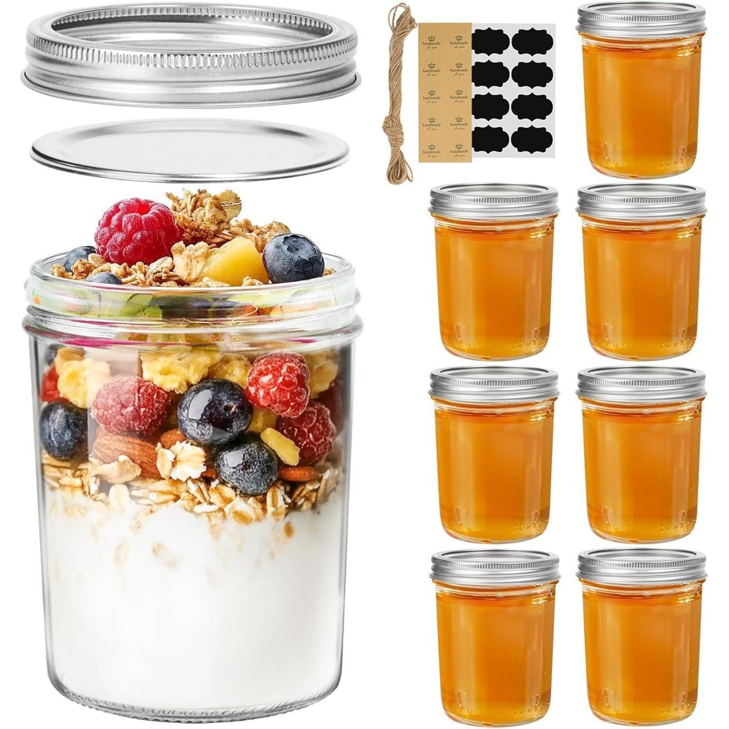 LuxusKollektion Einmachglas Einmachgläser Schraubdeckel Klarglas Mason Jar 16oz 500ml 8pcs