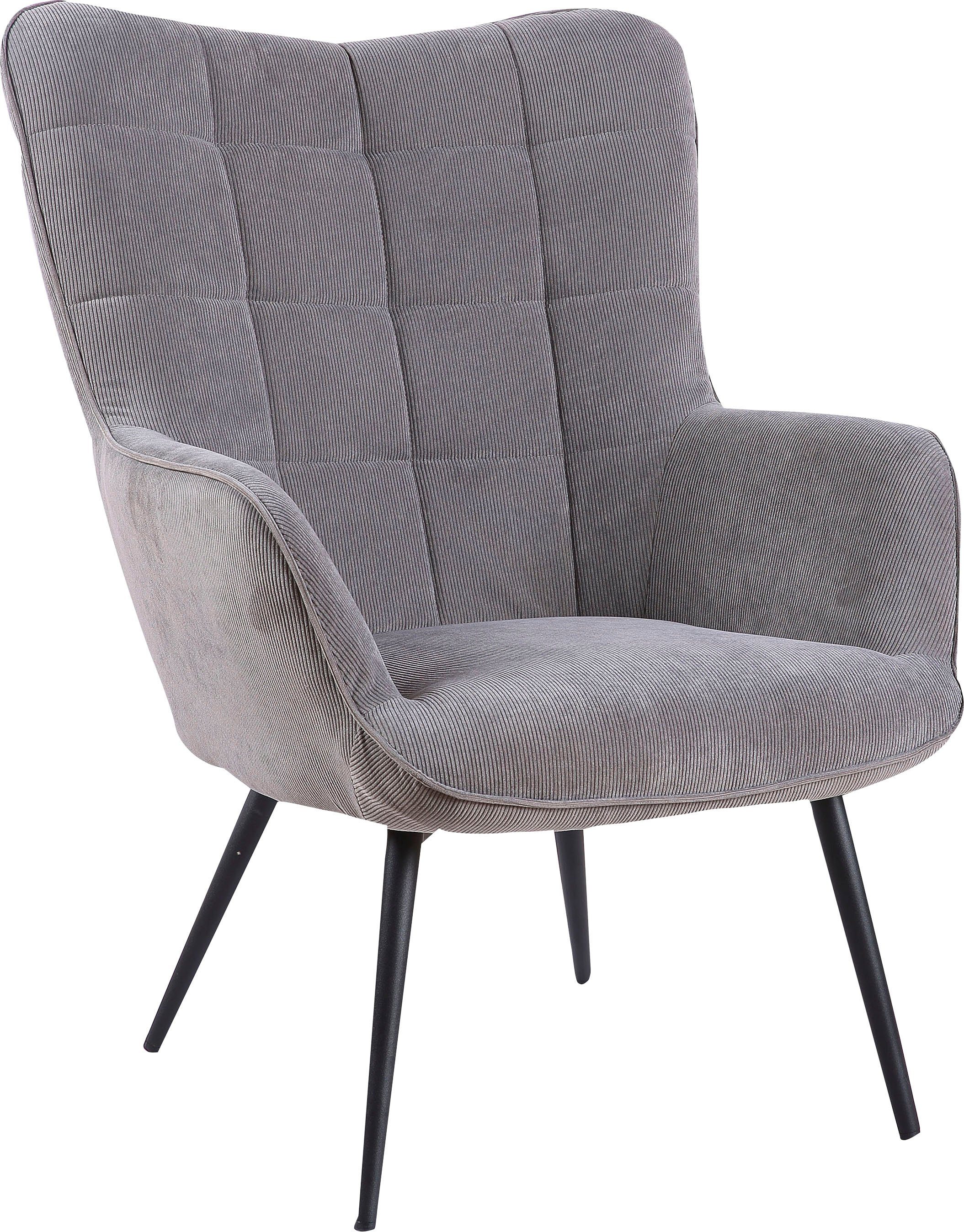 byLIVING Sessel Uta (1-St), wahlweise oder mit Cord, Webstoff in grau grau Hocker, | Samt ohne oder