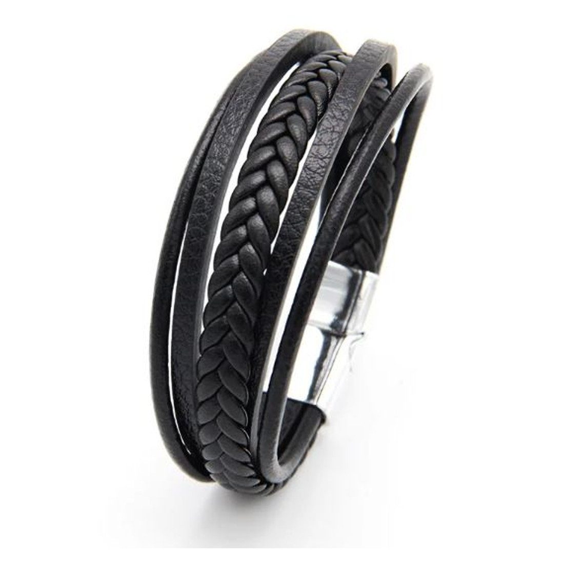 KARMA Armband Herrenarmband 5reihig Leder schwarz günstig online kaufen