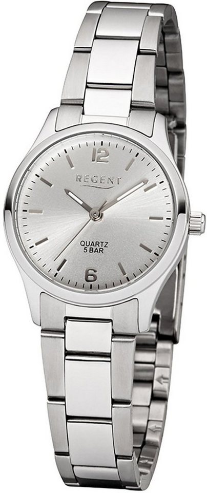 Regent Quarzuhr Regent Damen-Armbanduhr silber Analog, Damen Armbanduhr  rund, klein (ca. 29mm), Edelstahlarmband, passendes Herrenmodell UR1153404