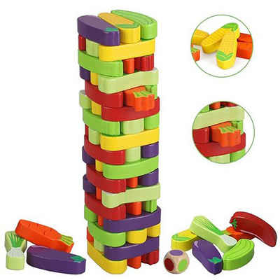 Fivejoy Stapelspielzeug Wackelturm Spielzeug Holz für Kinder Mädchen Jungen, (1-tlg), Stapelturm Brettspiele, Gemüse, Pädagogisches Kinderspiele