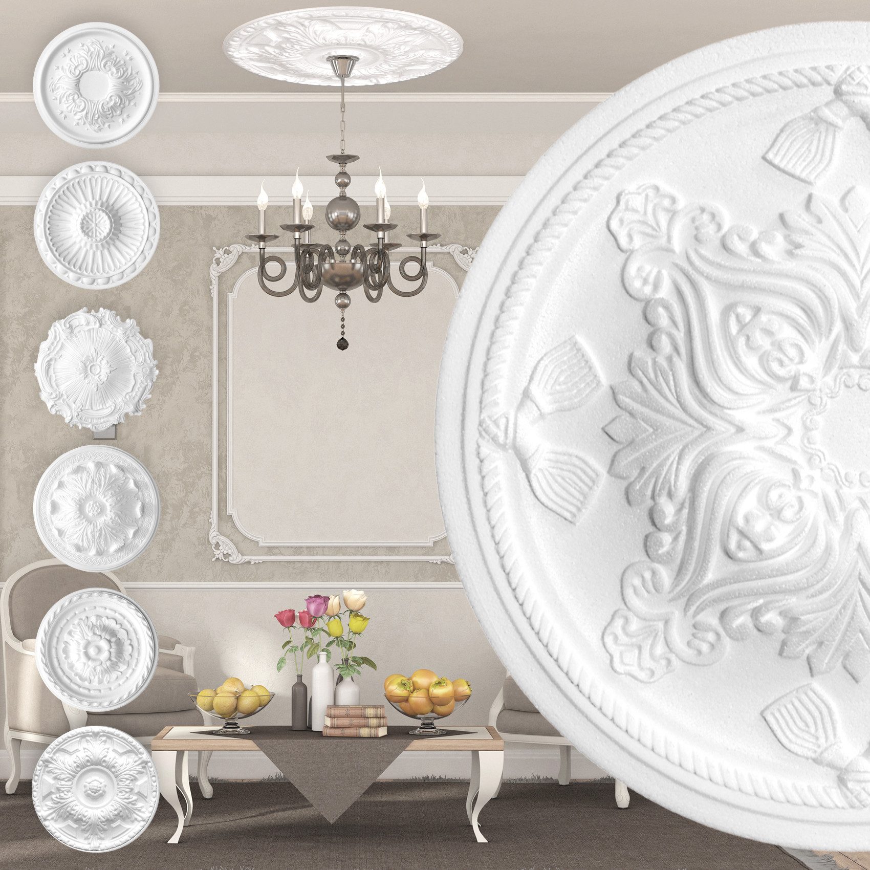 marbet design Wanddekoobjekt R-13 (Stuckrosette aus günstig online kaufen