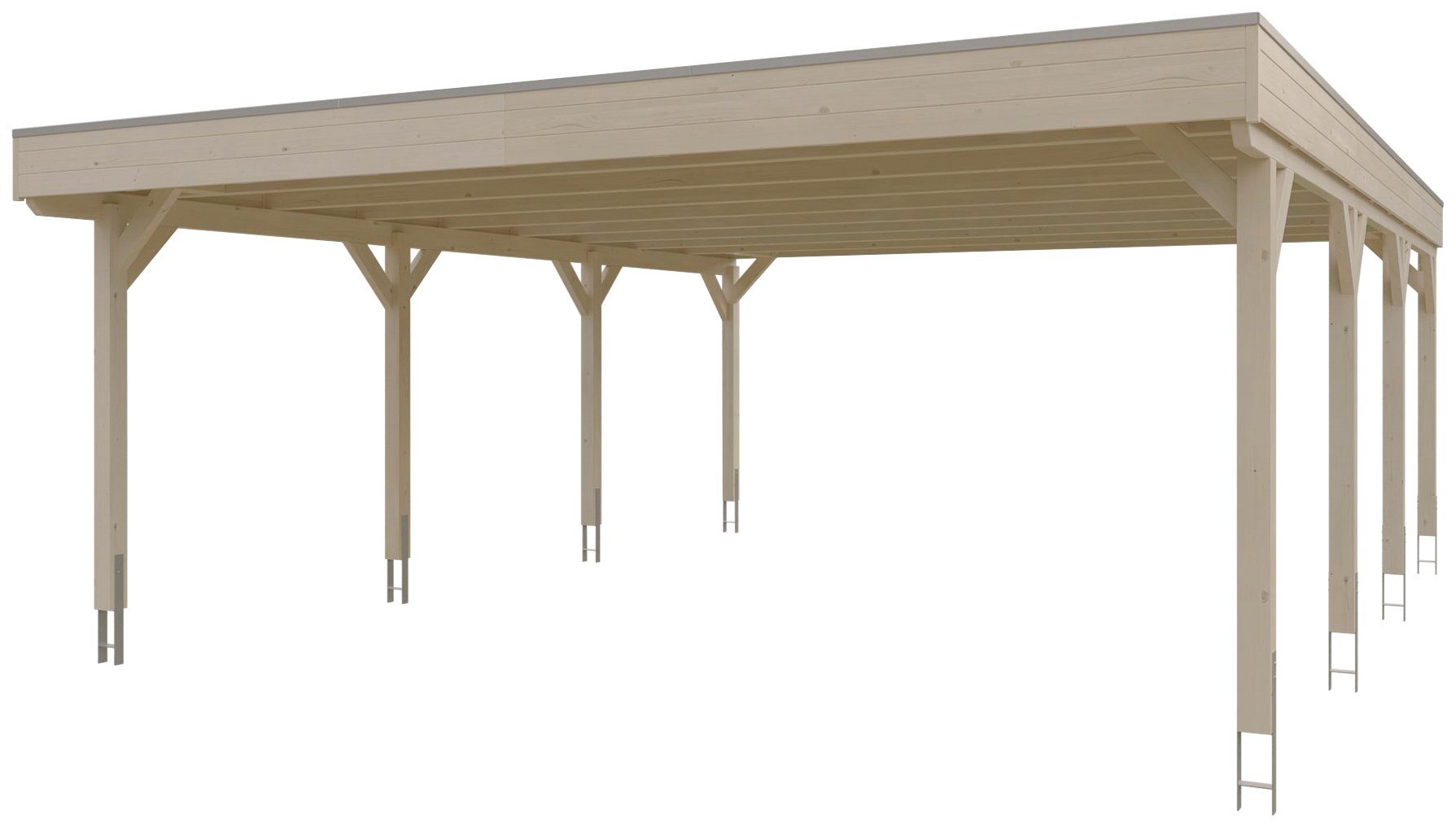 Skanholz Doppelcarport Grunewald, BxT: 622x796 cm, 590 cm Einfahrtshöhe,  mit EPDM-Dach, Massive Konstruktion aus hochwertigem Leimholz (BSH-Fichte)