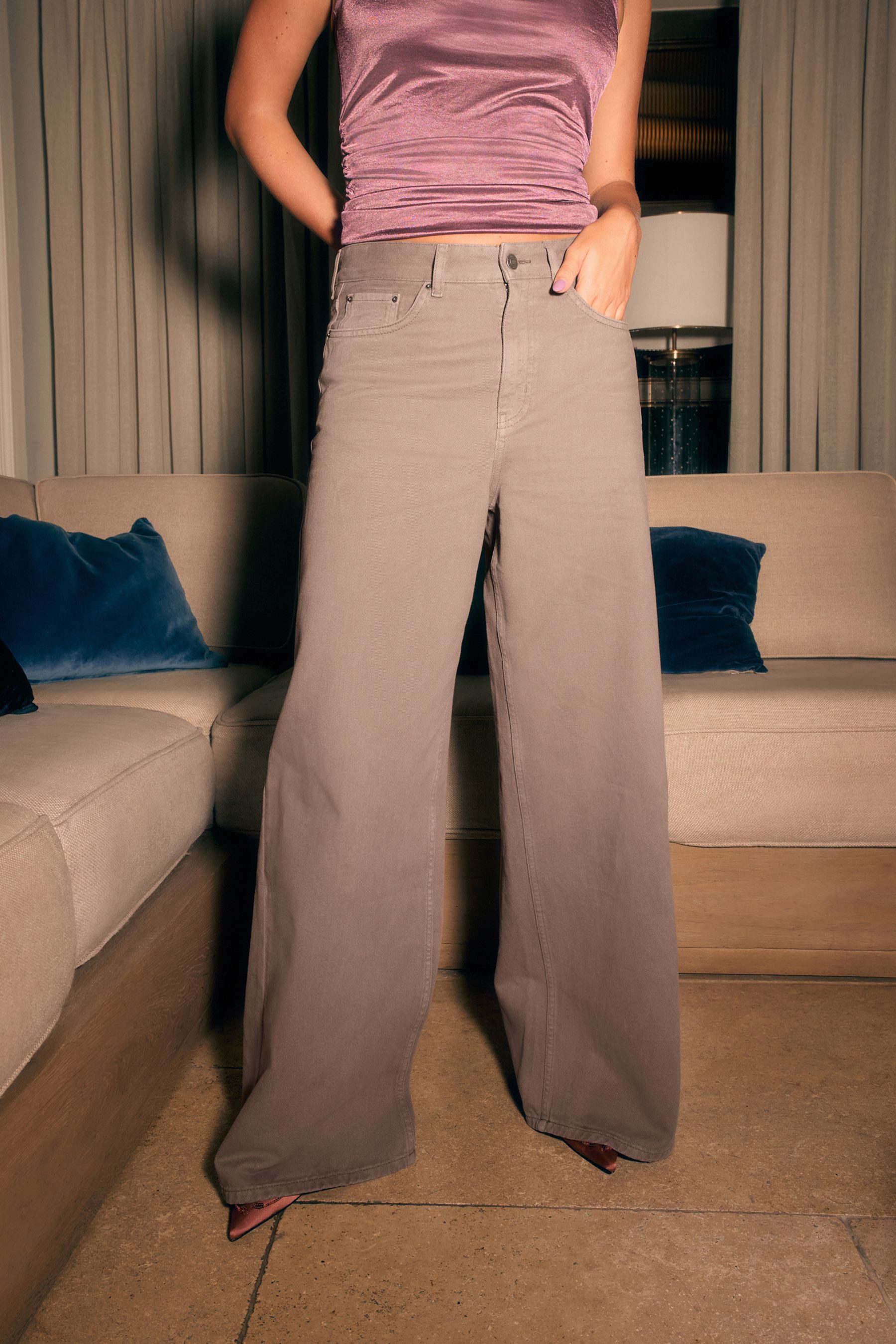 Next Weite Jeans Palazzo-Hochbundjeans mit weitem Bein (1-tlg)