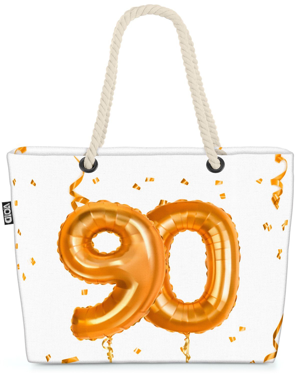 Jahreszahl Feiern 90 Party Ballons Hochzeit VOID Jubiläum Strandtasche (1-tlg), Geburtstag Kranz