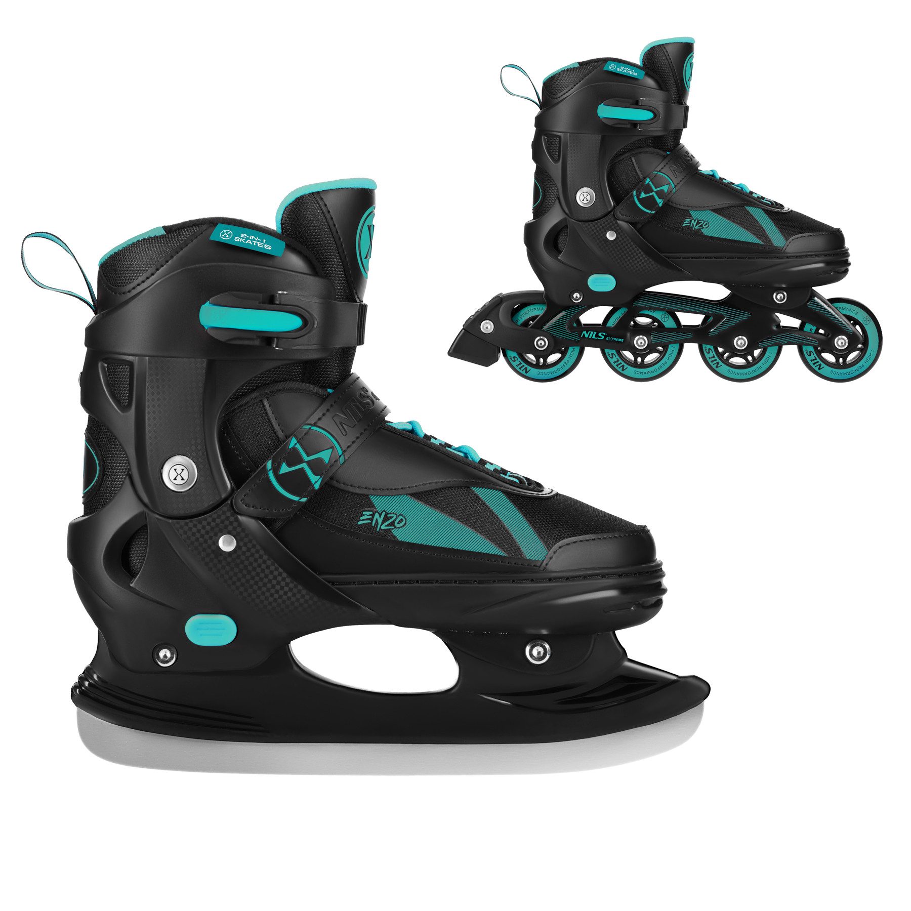 NILS EXTREME Роликовые коньки 2in1 Ролики Inliner und Schlittschuhe Enzo verstellbare Größe, für Klein und Groß, Größen 28-43