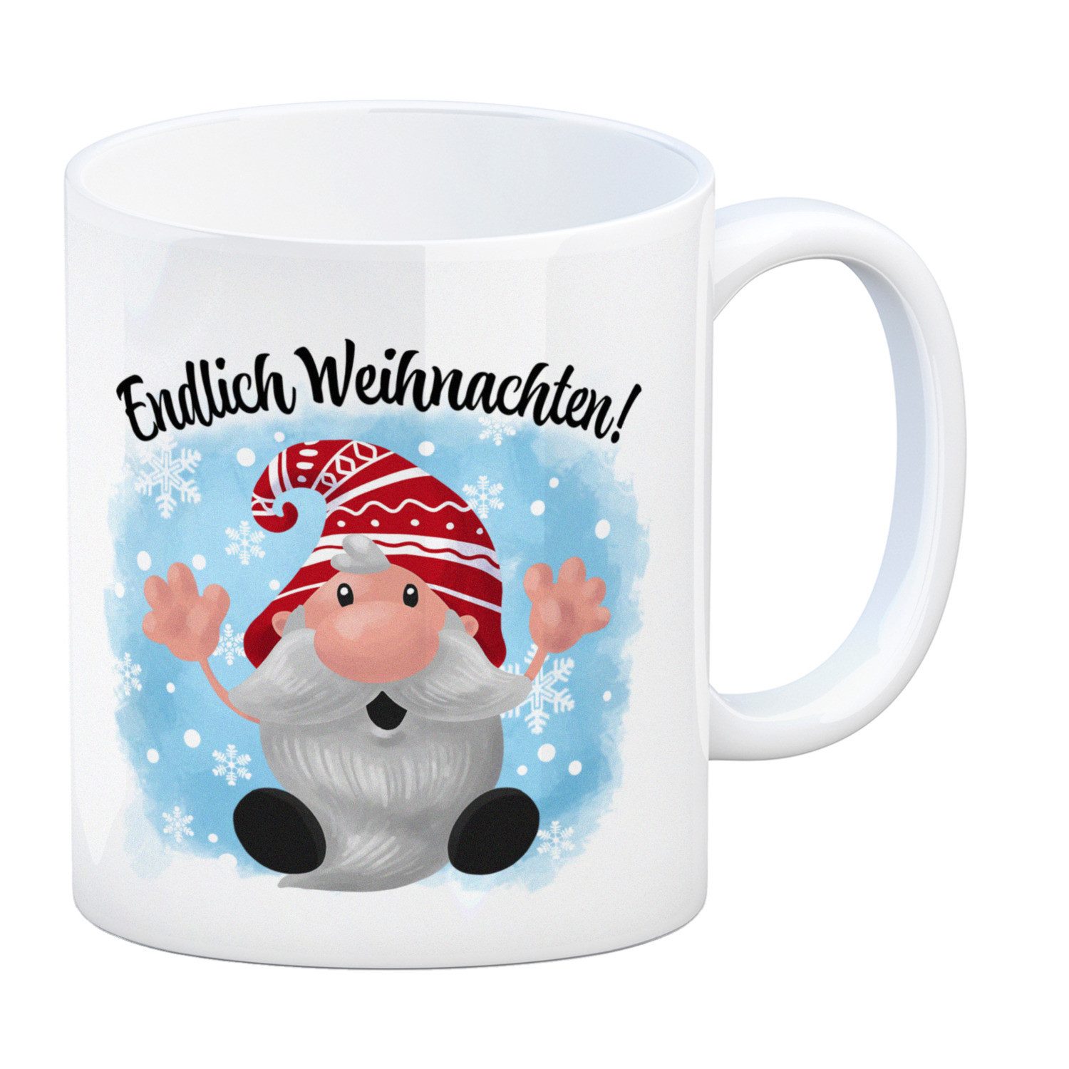 Tasse Endlich Weihnachten Kaffeebecher mit kleinem Wichtel