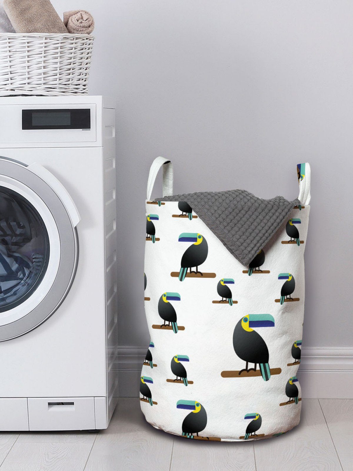 Griffen Waschsalons, für mit Beschwingt Tropical Vogel-Kunst Kordelzugverschluss Abakuhaus Wäschesäckchen Toucan Wäschekorb