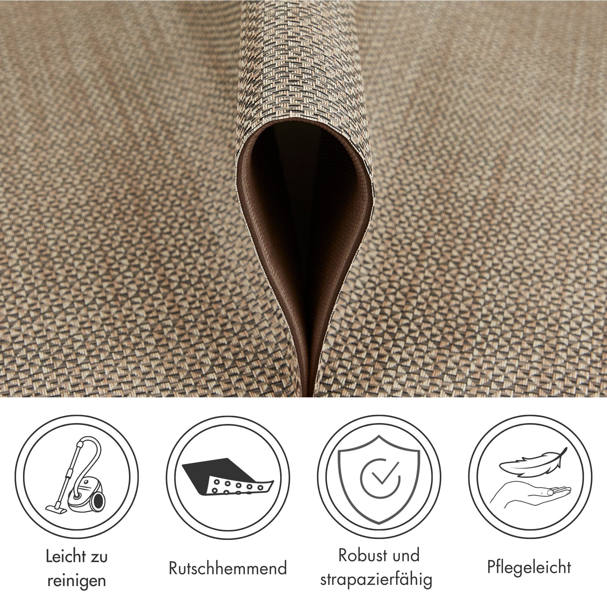 Andiamo Küchenläufer Soft, rechteckig, Höhe: 5 mm, Vinyl-Küchenläufer, meliert, Flechtoptik, rutschhemmend