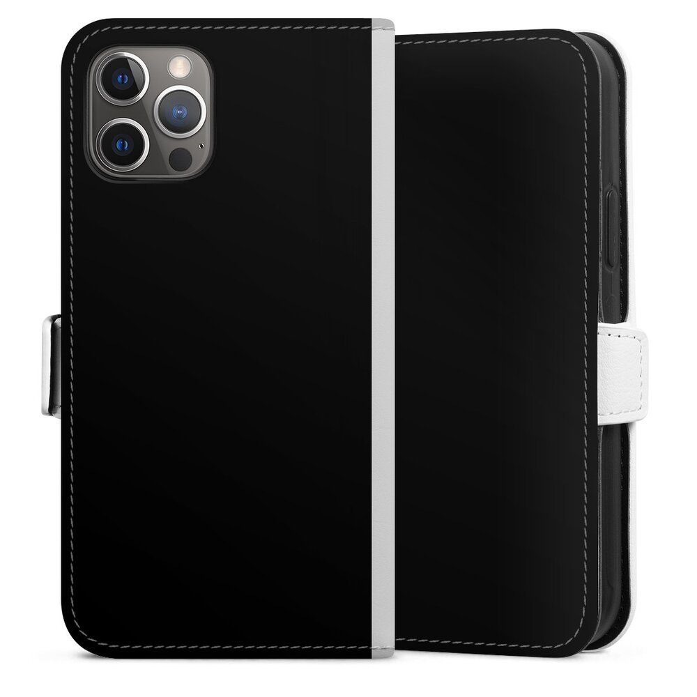 DeinDesign Handyhülle einfarbig schwarz Farbe Schwarz, Apple iPhone 12 Pro Hülle Handy Flip Case Wallet Cover