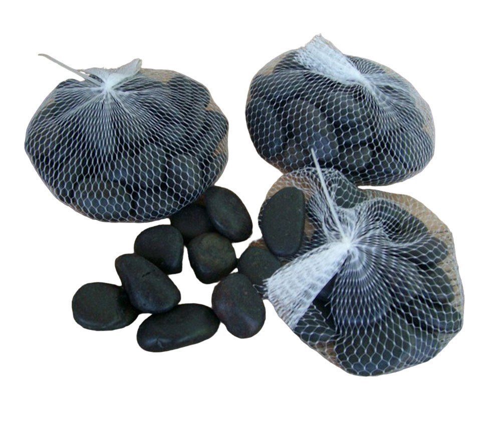 Deko-Impression Dekosteine 3 Kilo Flusssteine, Dekosteine, Zierkies, Flusskiesel, schwarz, matt, (3-St)