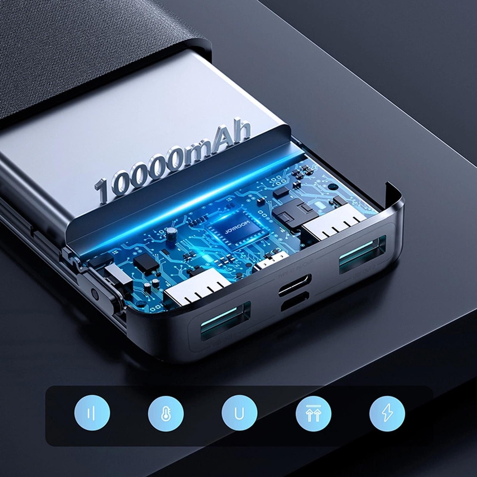 JOYROOM JR-QP191 Powerbank mit Schnelladung 10000 mAh (5 V), PD 3.0 QC 3.0 Huawei FCP Samsung AFC SCP u. PE Quick Charge Protokolle