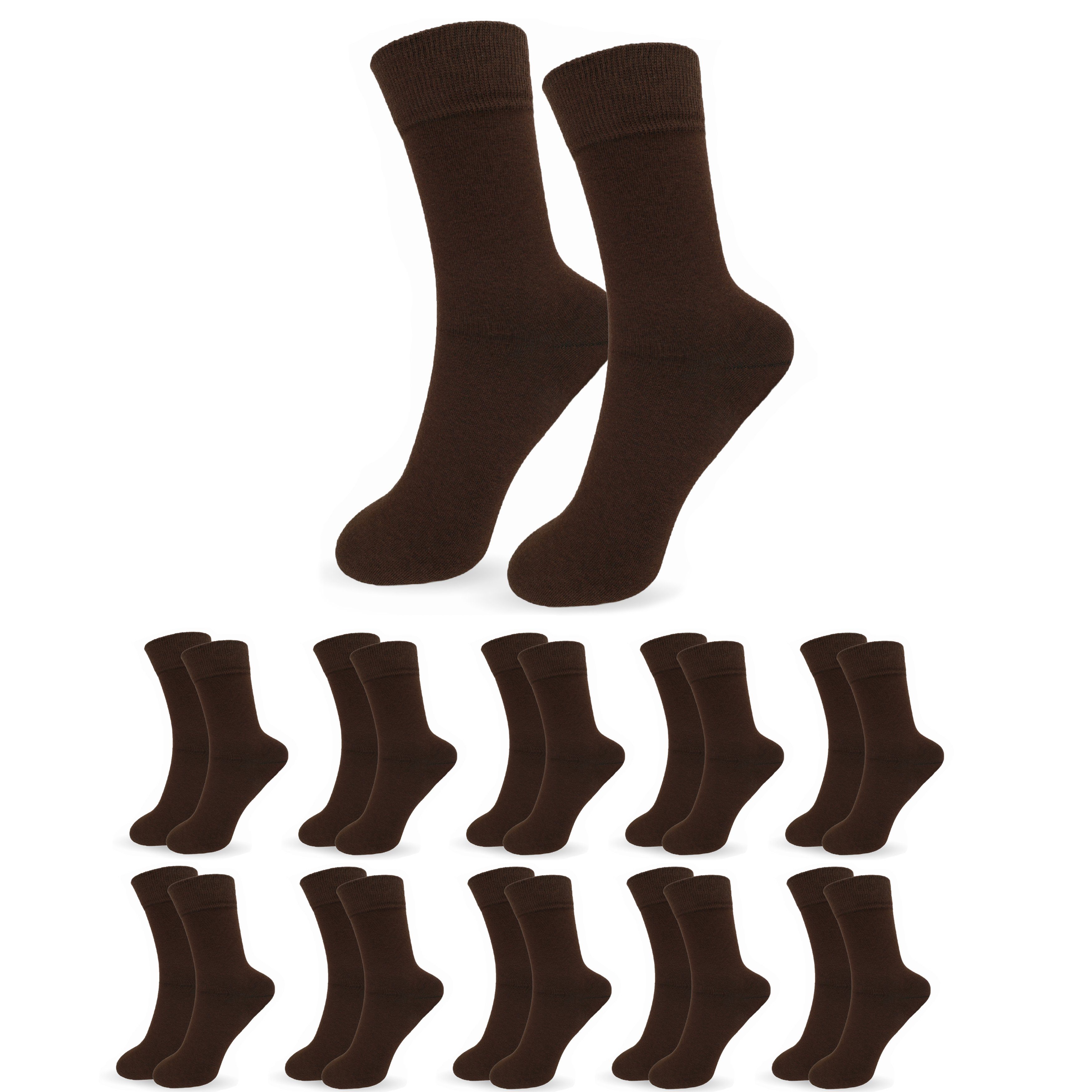 SO.I Businesssocken Herrensocken Lange Freizeit-Socken für Herren aus Baumwolle (Größen: 39-46, 5-15er Pack) Atmungsaktiver Stoff 10x Braun