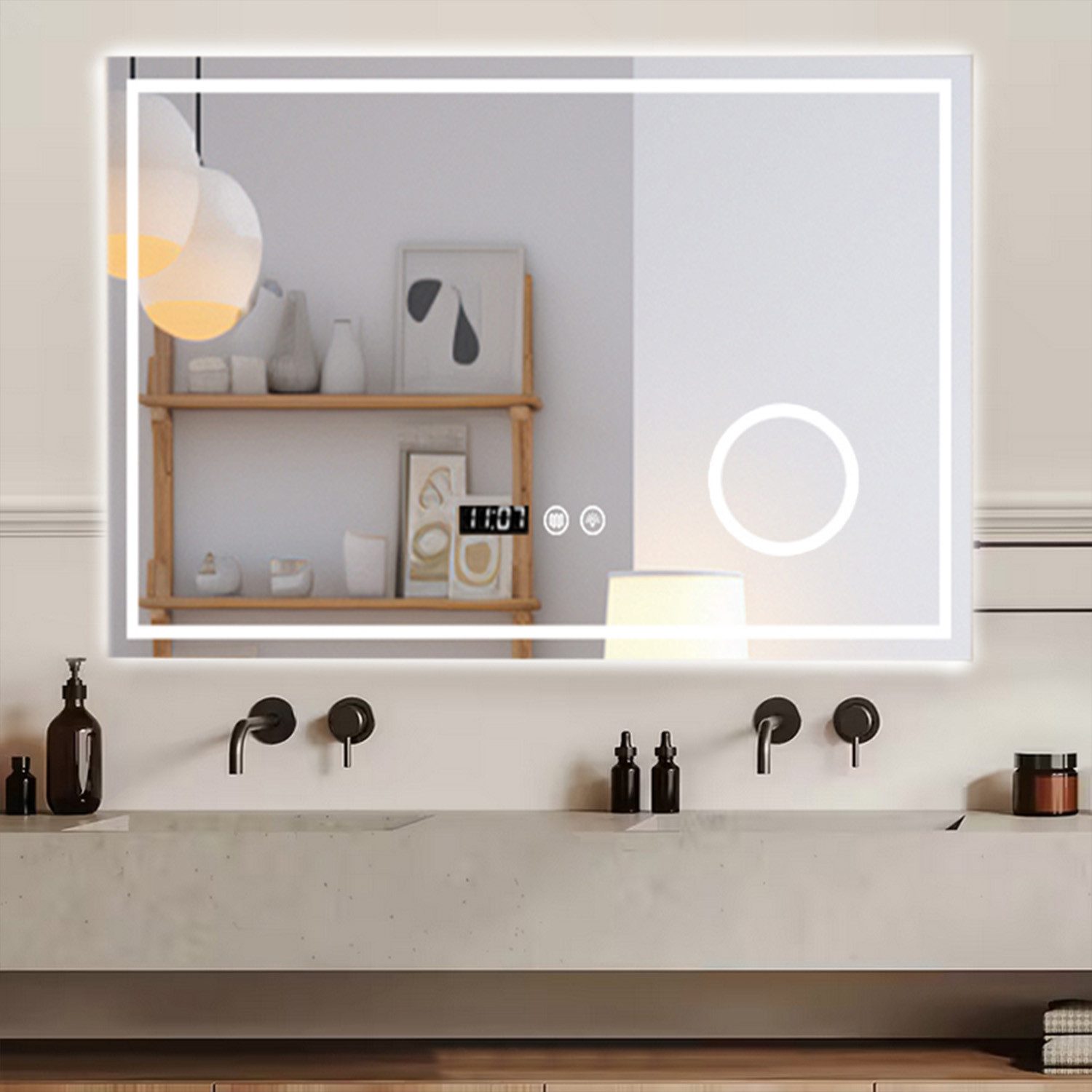 oyajia Badspiegel mit Beleuchtung LED Wandspiegel Antibeschlag Badspiegel 3 günstig online kaufen