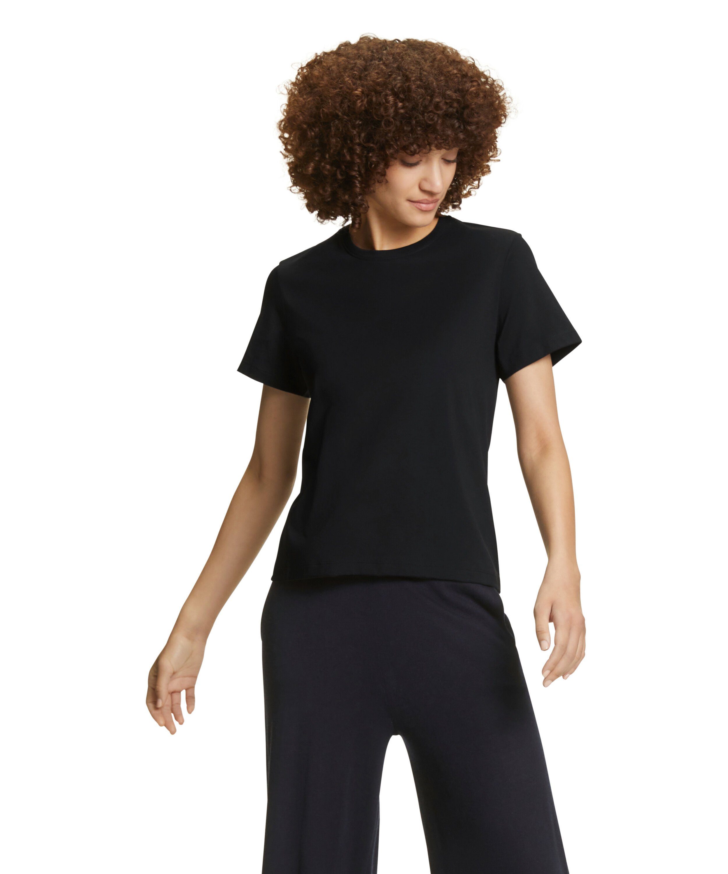 black (1-tlg) (3000) aus hochwertiger Pima-Baumwolle T-Shirt FALKE