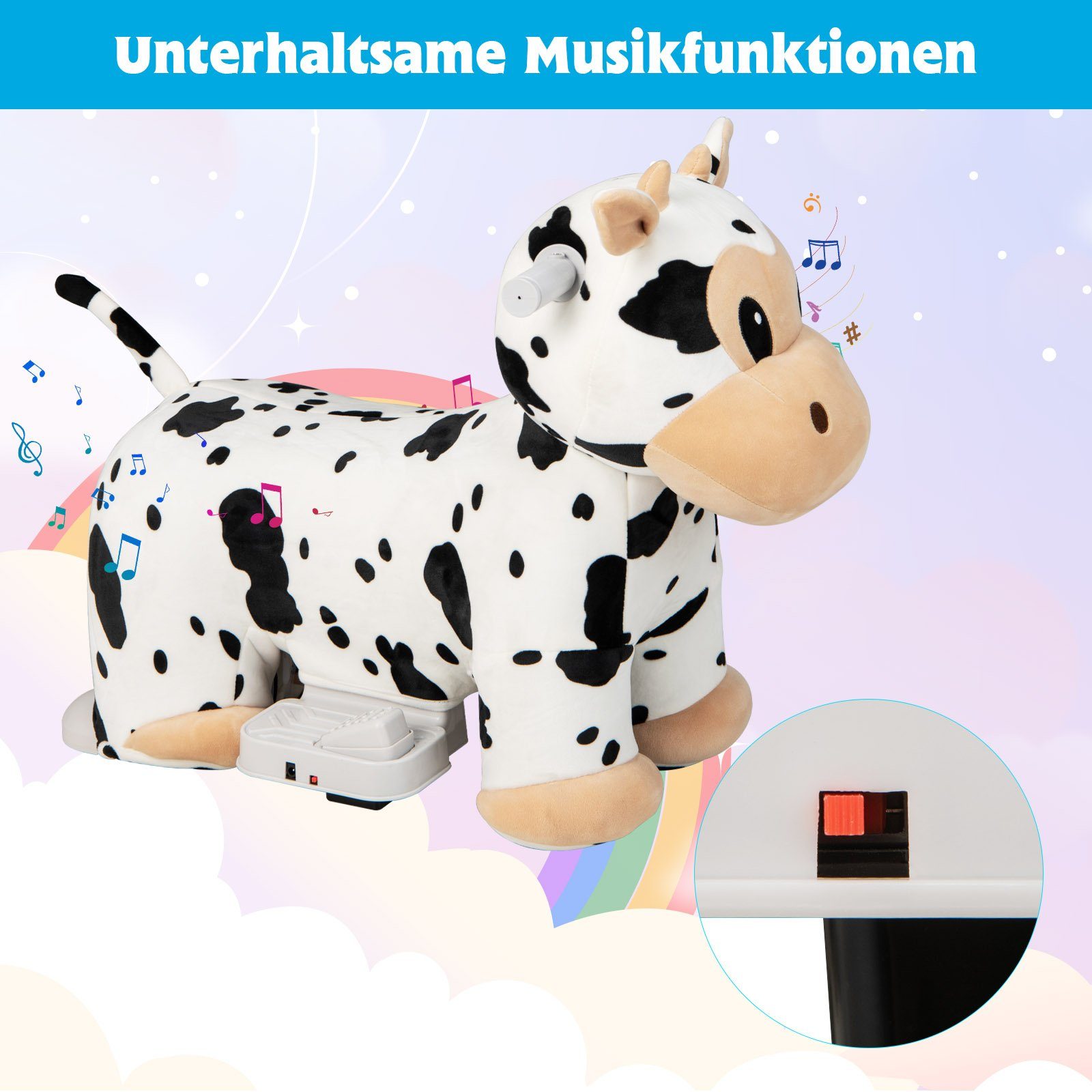 COSTWAY electric children's car 6V plush toys children's car, 2-5km/h