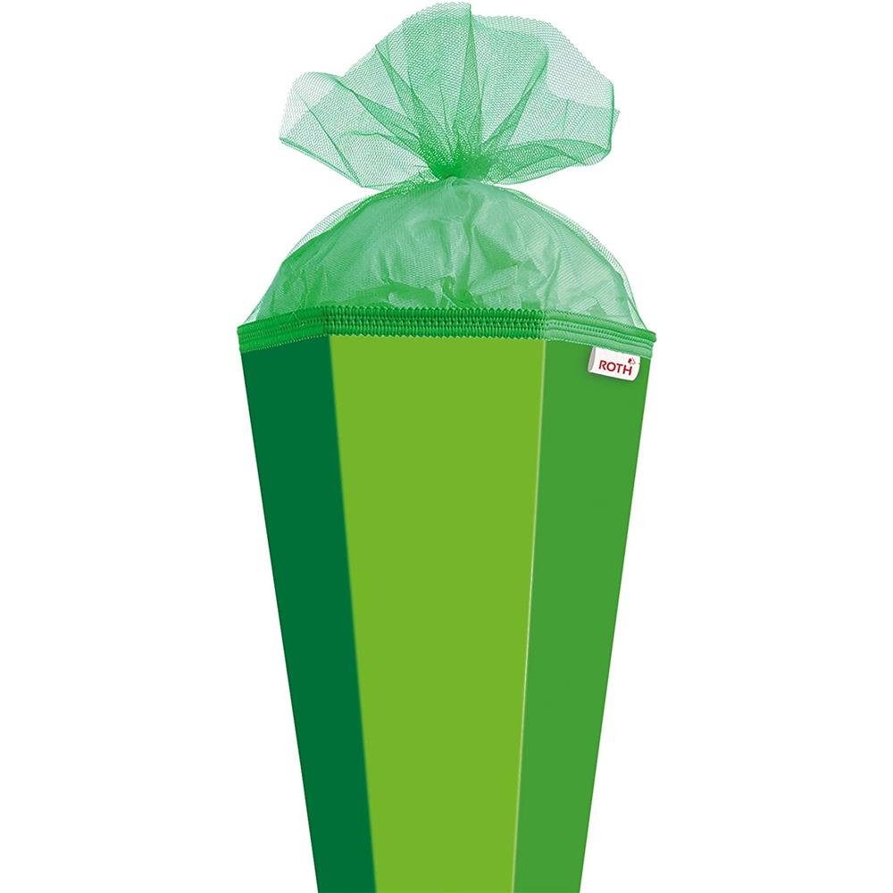 Roth Schultüte XXL-Bastelschultüte Grün, 100 cm, eckig, mit Tüllverschluss, Zuckertüte für Schulanfang