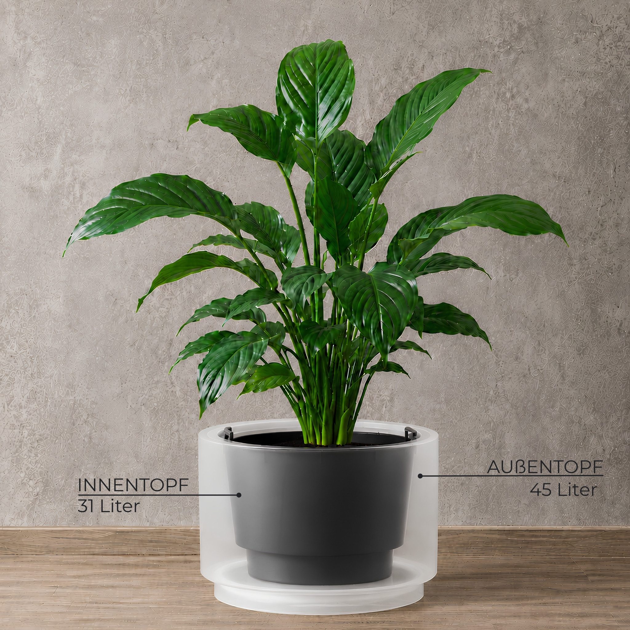 matches21 HOME & HOBBY Blumentopf Großer außen Blumentopf NIVO rund 47 x 30 cm weiß (2 St), Moderner Pflanztopf Outdoor Pflanzkübel wetterfest