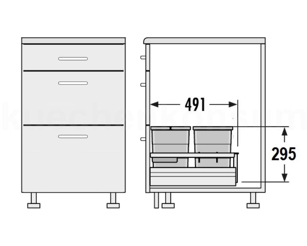Hailo Einbaumülleimer Hailo Abfallsammler 3620631 Separato-K 600 Einsatz 2x 8,5+18L Hellgrau – Bild 5 von 5
