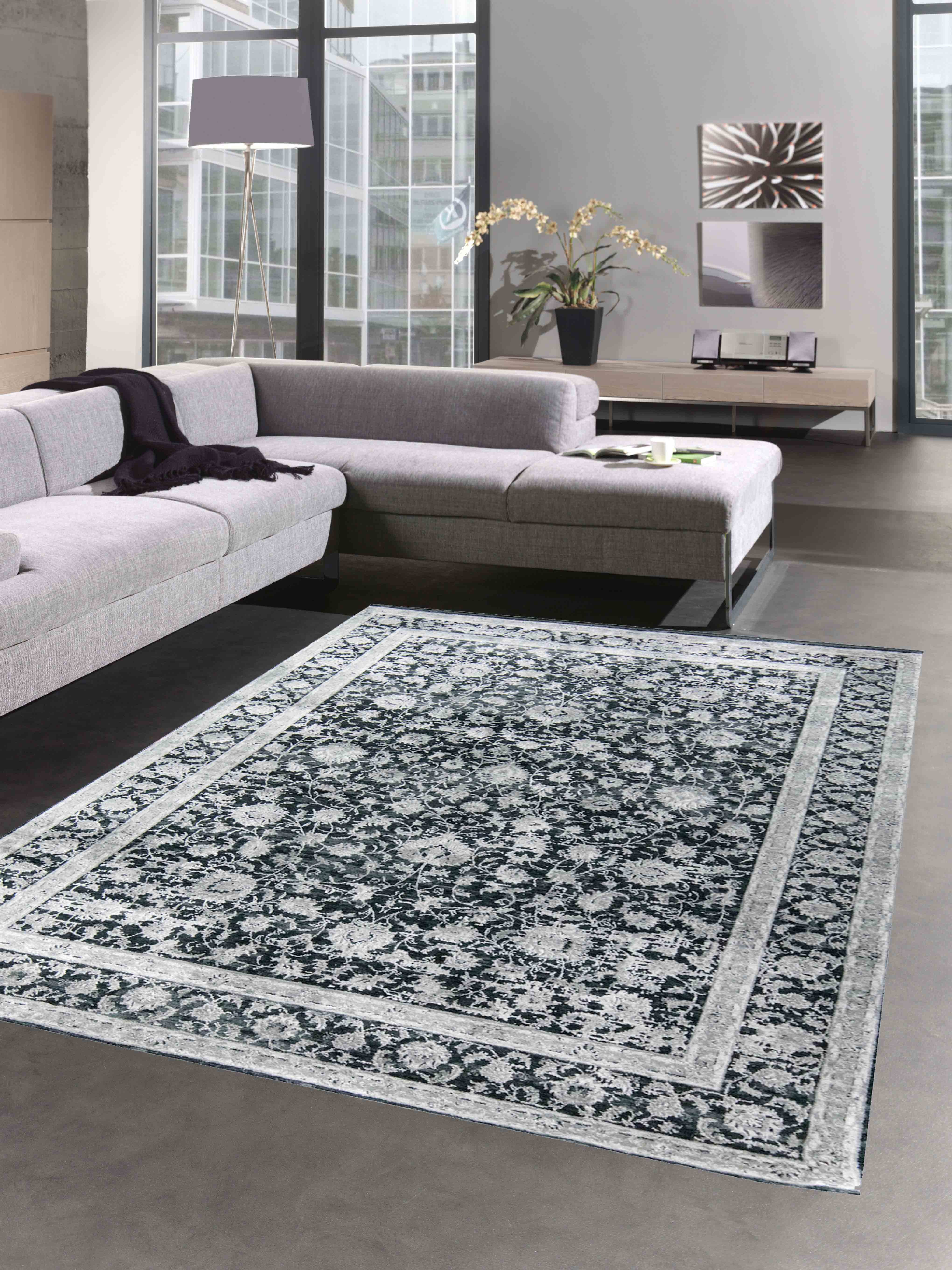 Carpetia Teppich Orientalischer Teppich Wohnzimmer mit Blumenmotiv in schwa günstig online kaufen