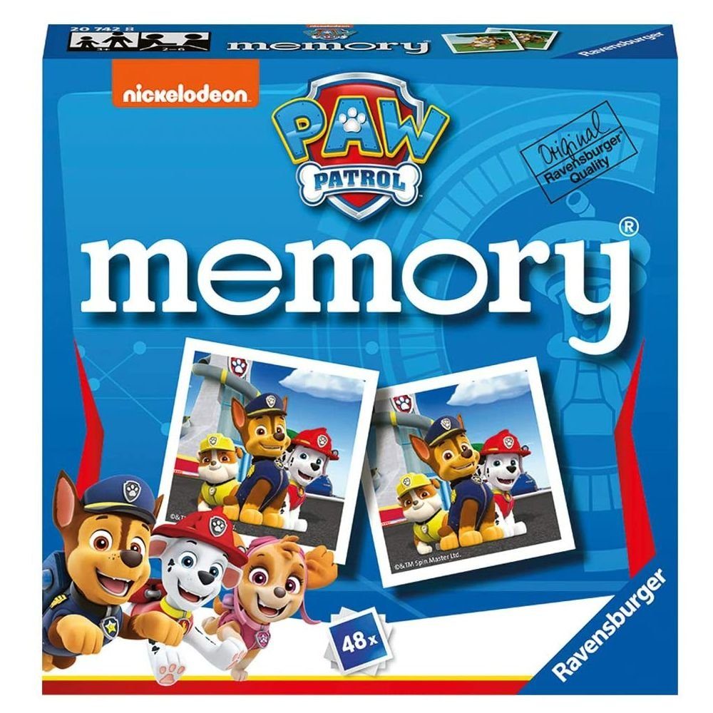 PAW PATROL Spiel Mini Memory® Paw Patrol 48 Karten Ravensburger Legespiel, Memory