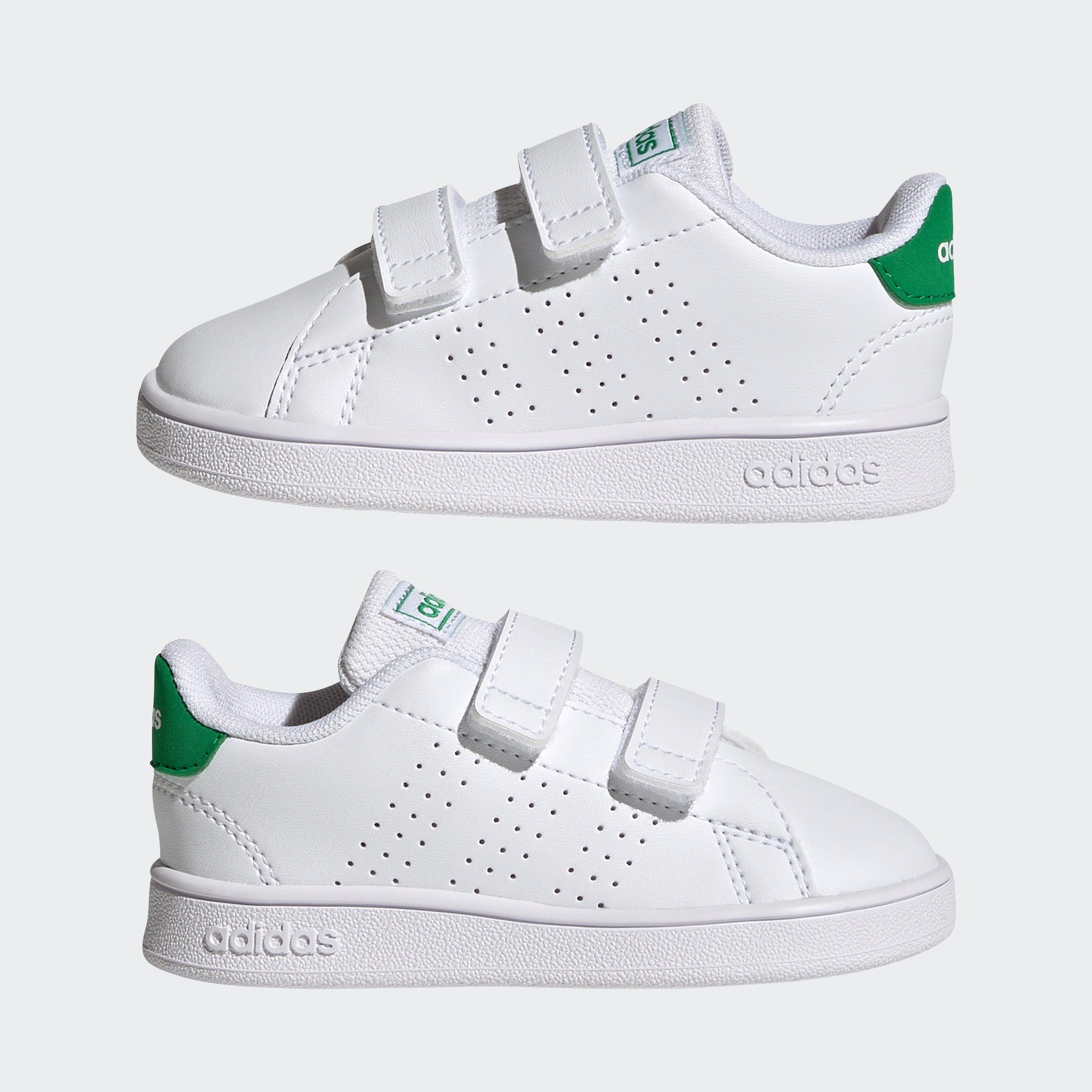COURT des Spuren ADVANTAGE HOOK-AND-LOOP Design Smith LIFESTYLE adidas White Stan auf Black Sneaker / Green adidas / Cloud Core TWO den Sportswear