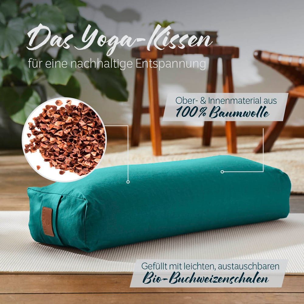 #DoYourYoga Yogakissen Yoga Bolster Paravati, gefüllt mit Bio-Dinkelspelz,Yogakissen 67x22x13cm