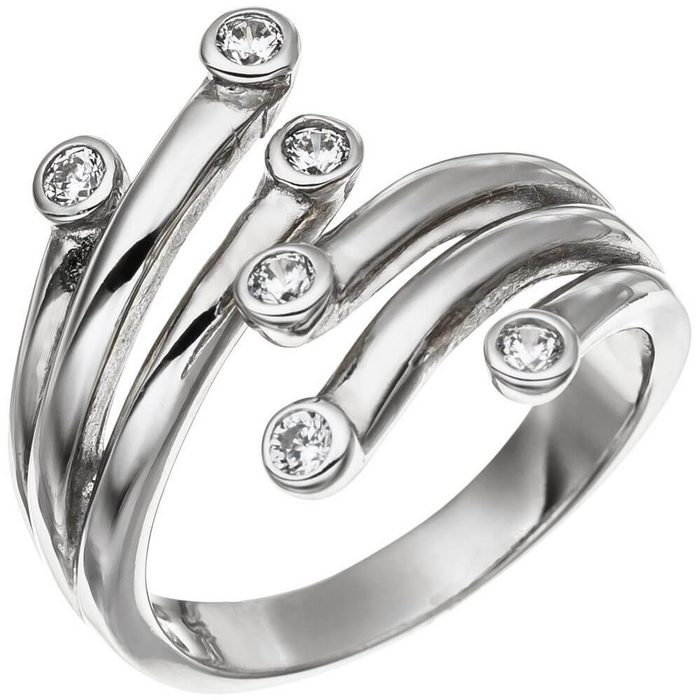 Schmuck Krone Silberring Ring Damenring aus 925 Silber mit 6 Zirkonia weiß Silberring Damen Silber 925