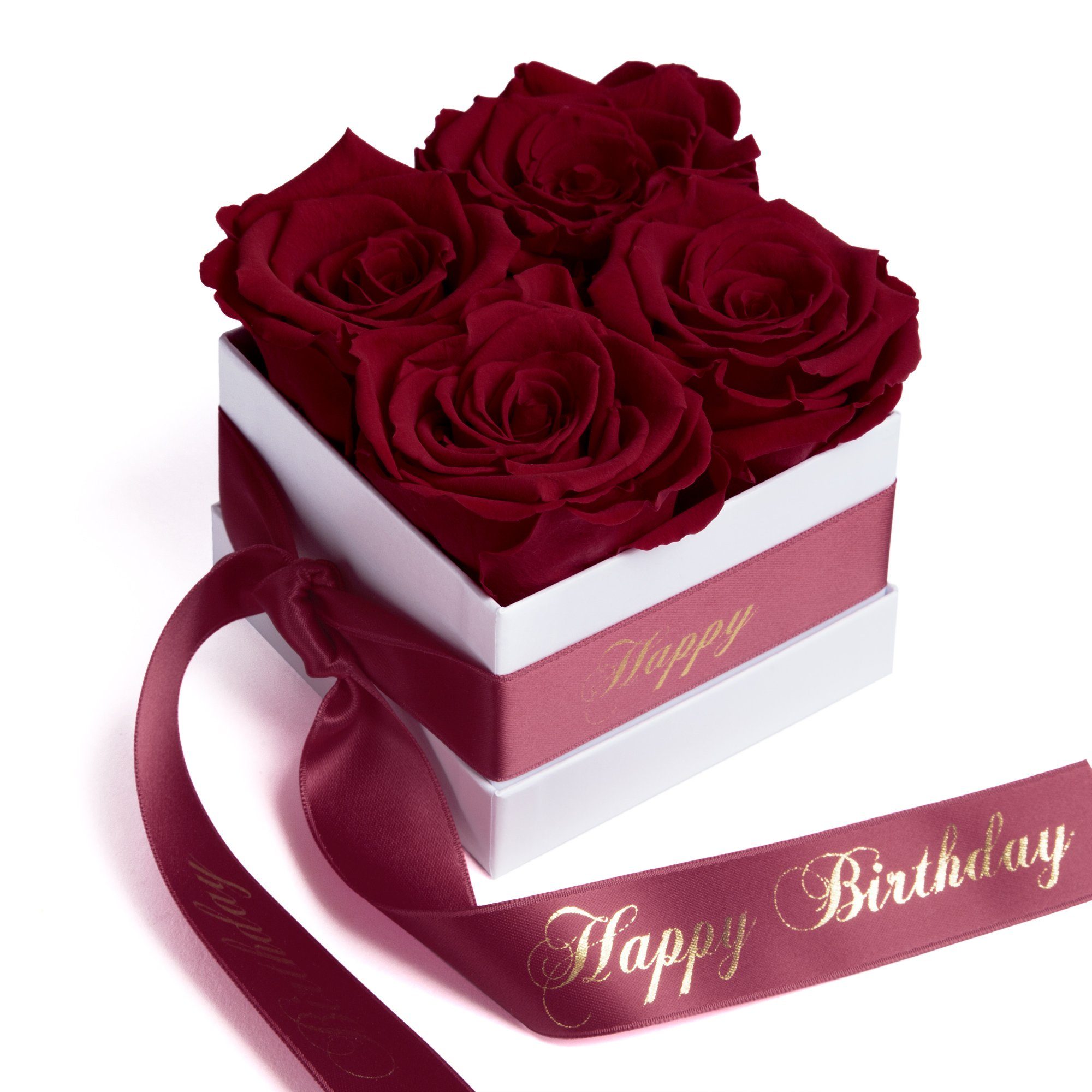 Jahre ROSEMARIE Infinity Kunstblume Höhe Happy echte haltbar SCHULZ 3 dunkelrot Rose, Rosen Geschenk cm, 8.5 Geburtstag Frauen Heidelberg, Birthday für Rosenbox