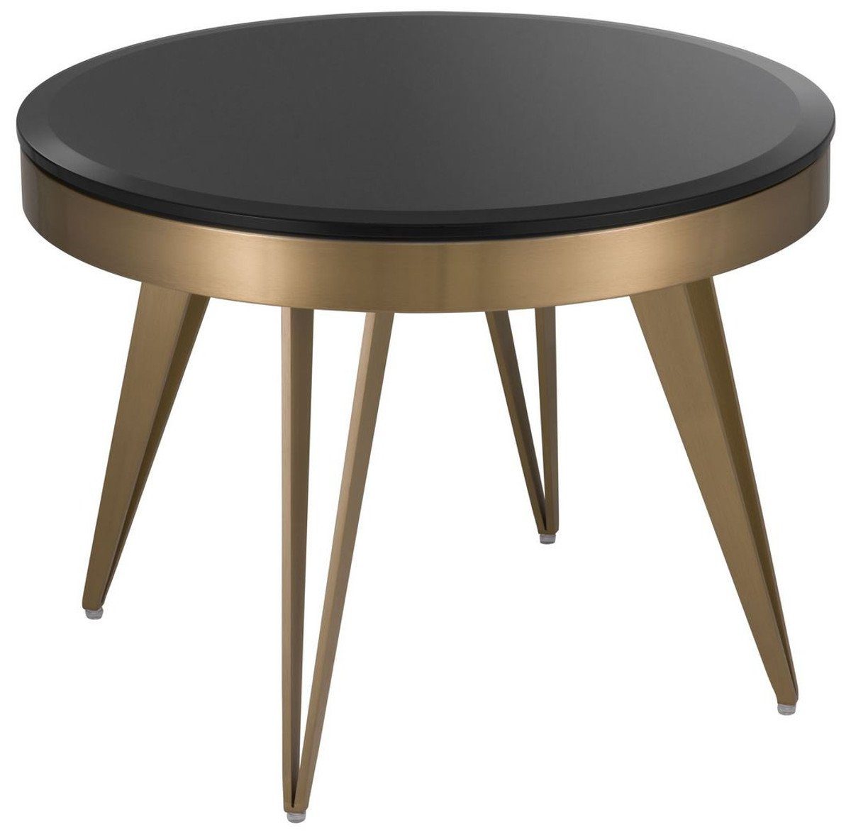 Möbel Luxus H. - / Tisch Beistelltisch Edelstahl Runder Padrino 60 mit Messingfarben Schwarz 45 - Möbel Casa x Ø Glasplatte Beistelltisch cm Luxus -